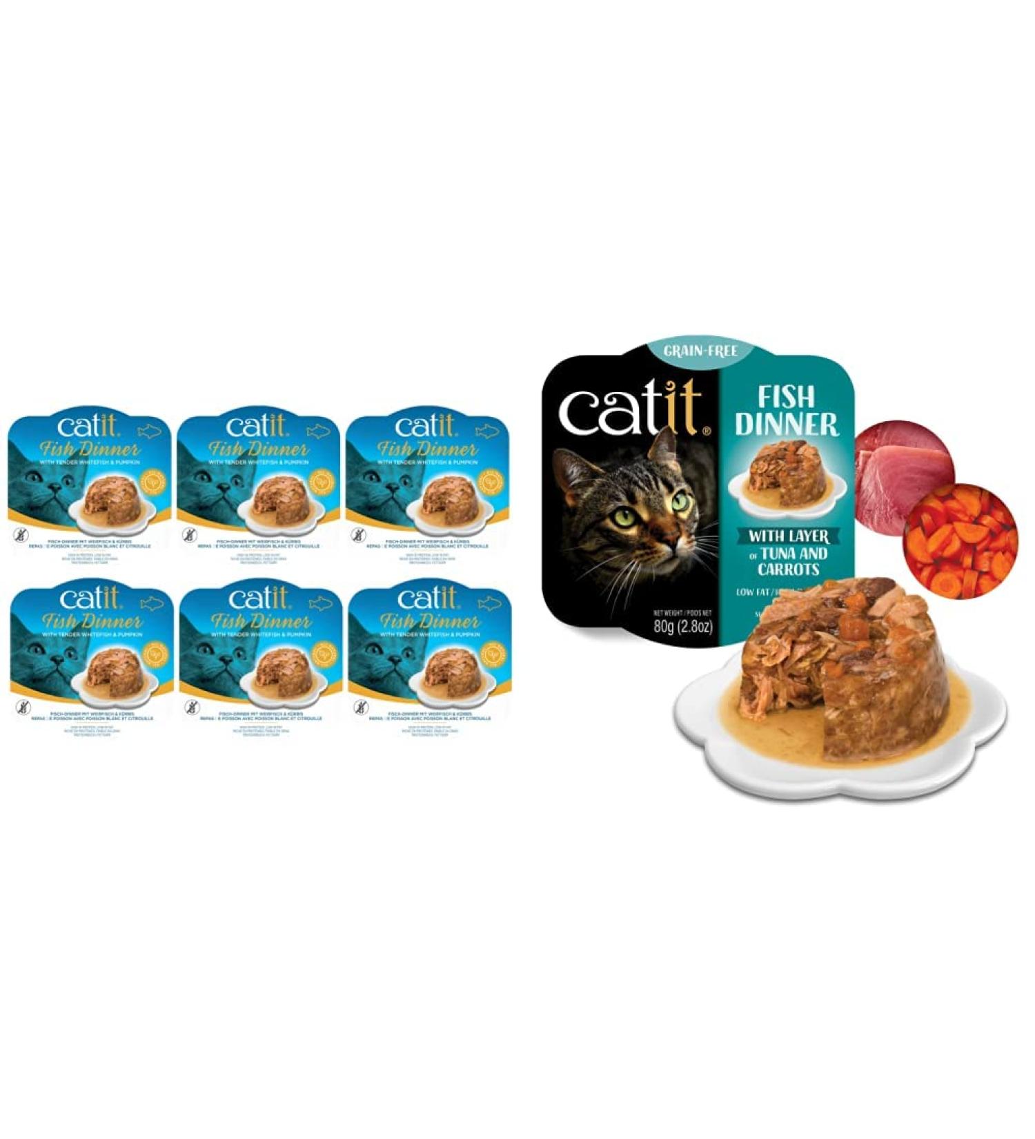 Cait Fish Dinner with Whitefish & Pumpkin + Tuna & Carrots Wet Cat Food (80 g x 12 Cans)