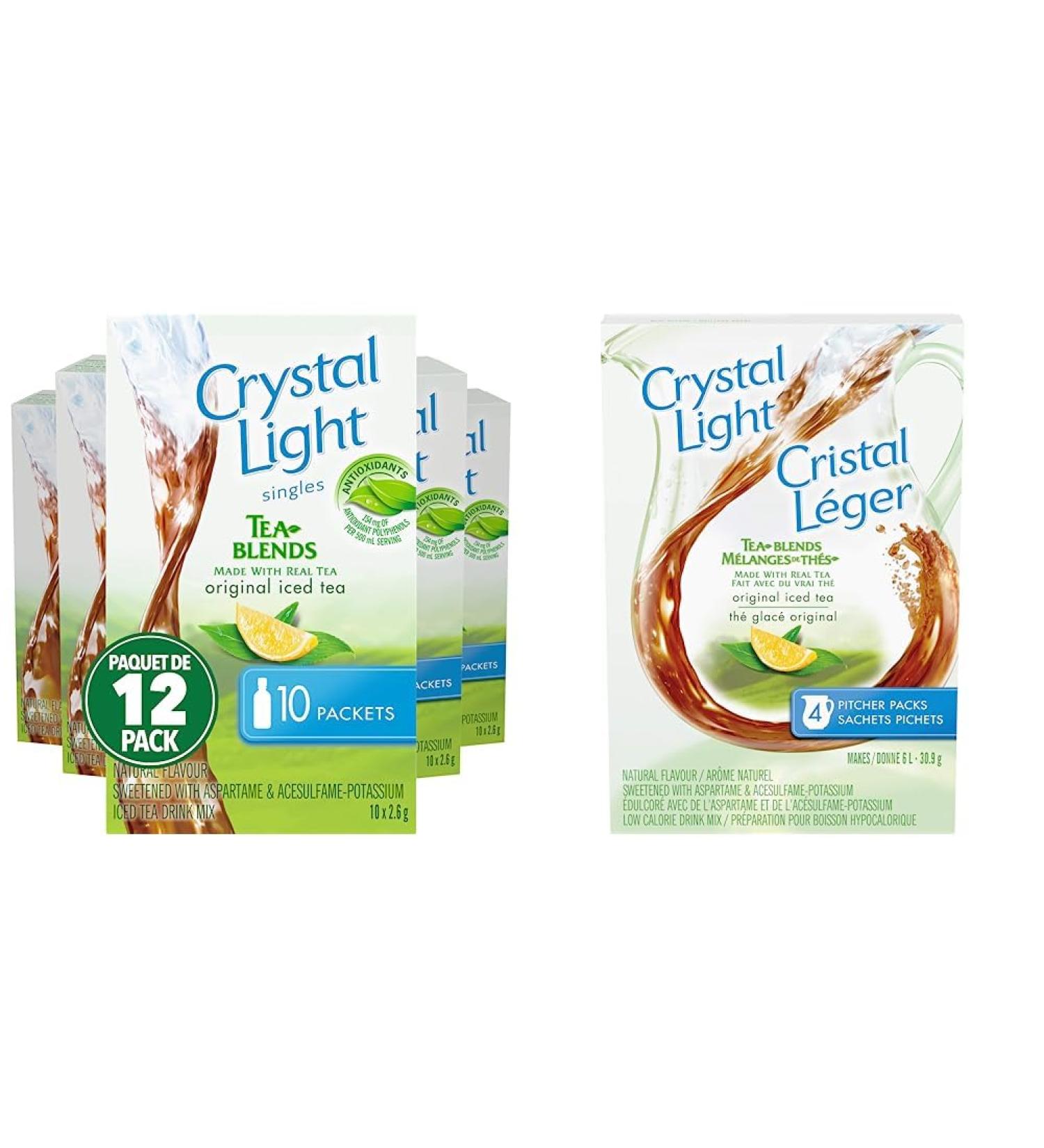 Crystal Light Iced Tea Singles 26g (12 Boxes of 10 Packets) & Iced Tea Pitcher Packs 30.9 g - Buy Online on GoSupps.com