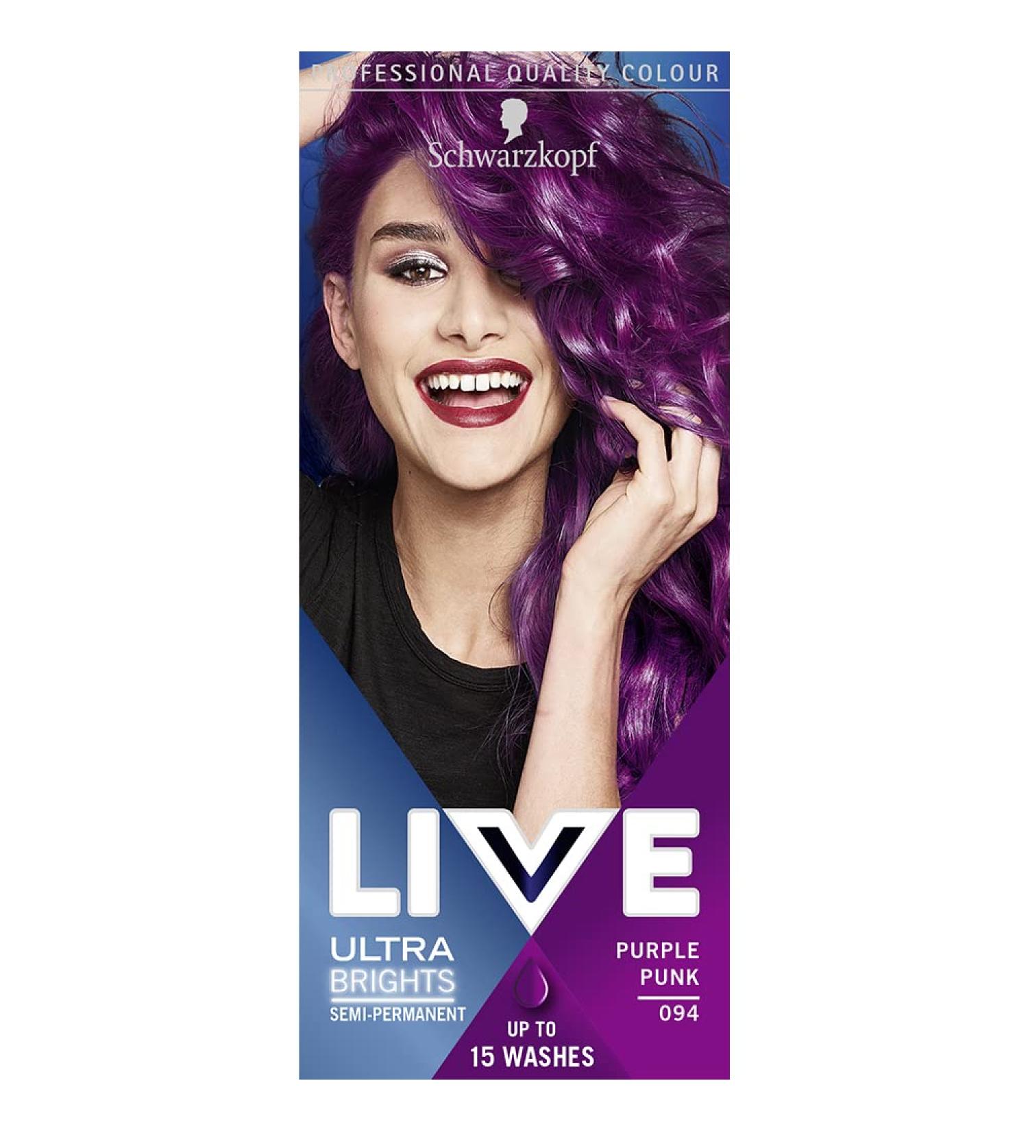 Schwarzkopf Ultra Brights Purple Punk 094 - Vibrant Semi-Permanent Hair Dye | Lasts up to 15 Washes | 1 Count - Buy Online on GoSupps.com