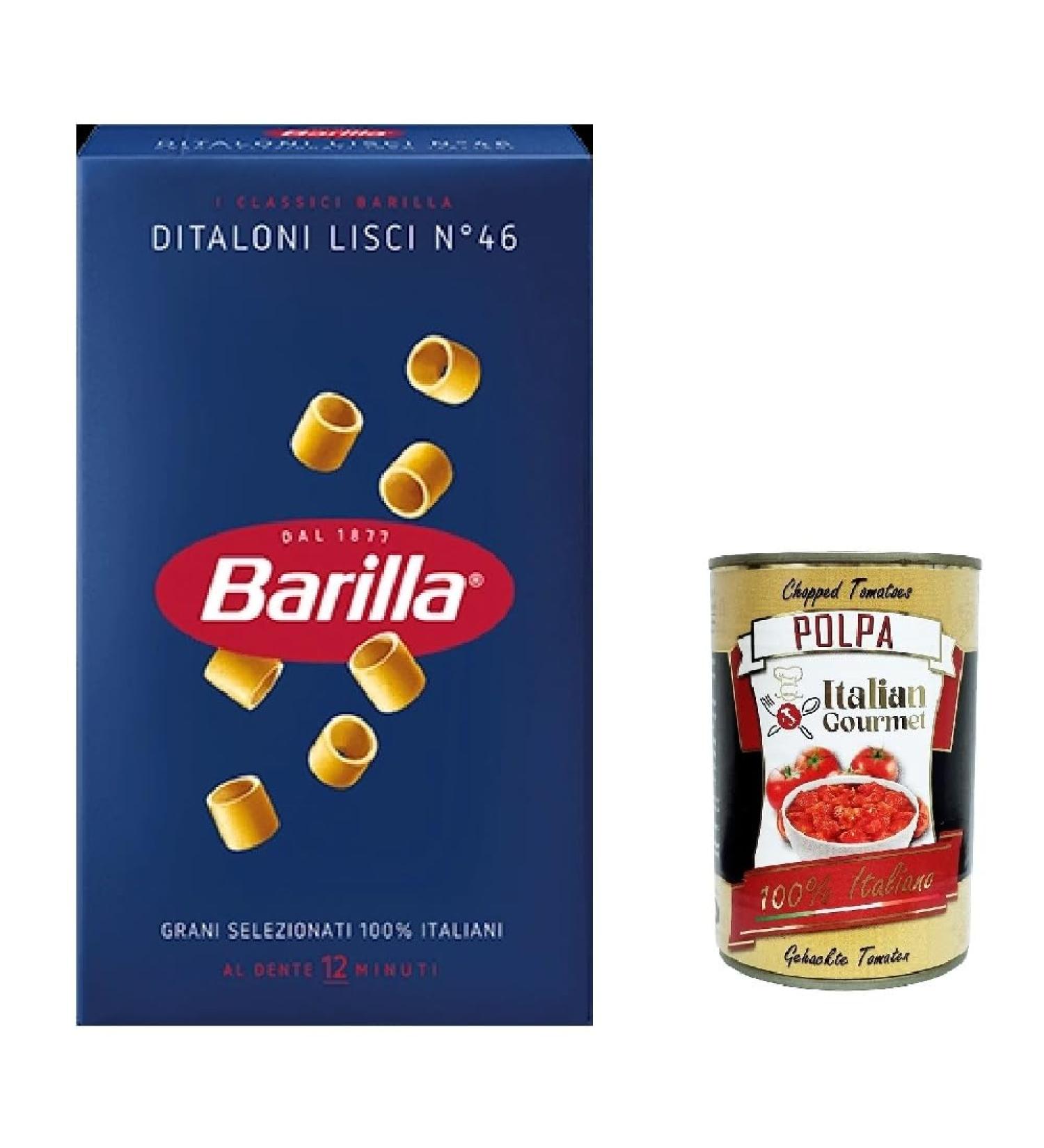  Italian Gourmet E.R. 5 x Barilla Ditaloni Lisci pasta no. 46 Italian noodles 500g + Italian gourmet polpa 400g - Buy Online on GoSupps.com