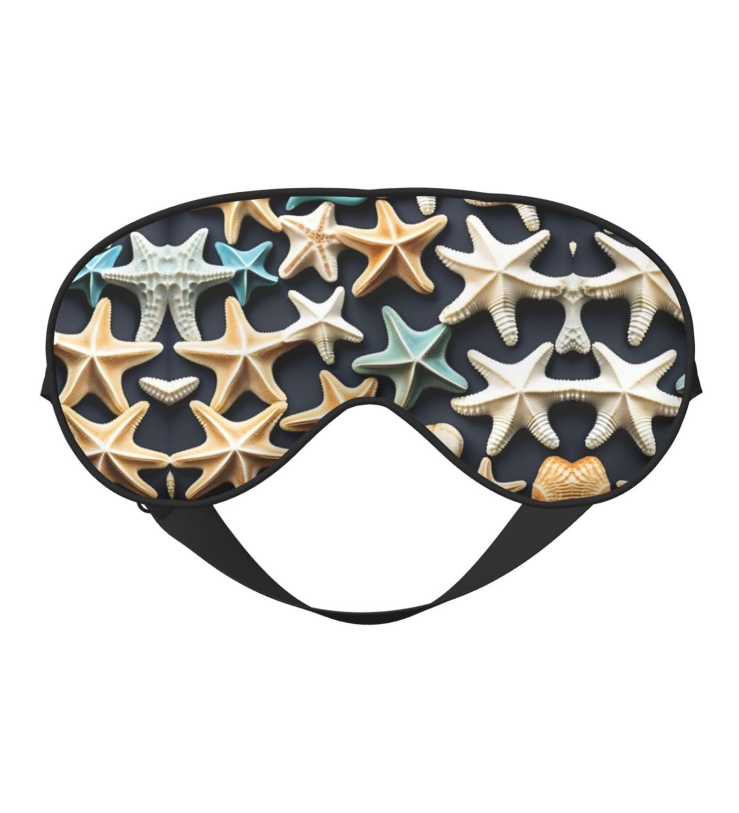 Seashell Starfish Print Eye Mask | Double-Sided Soft & Light Blocking for Better Sleep - Buy Online on GoSupps.com