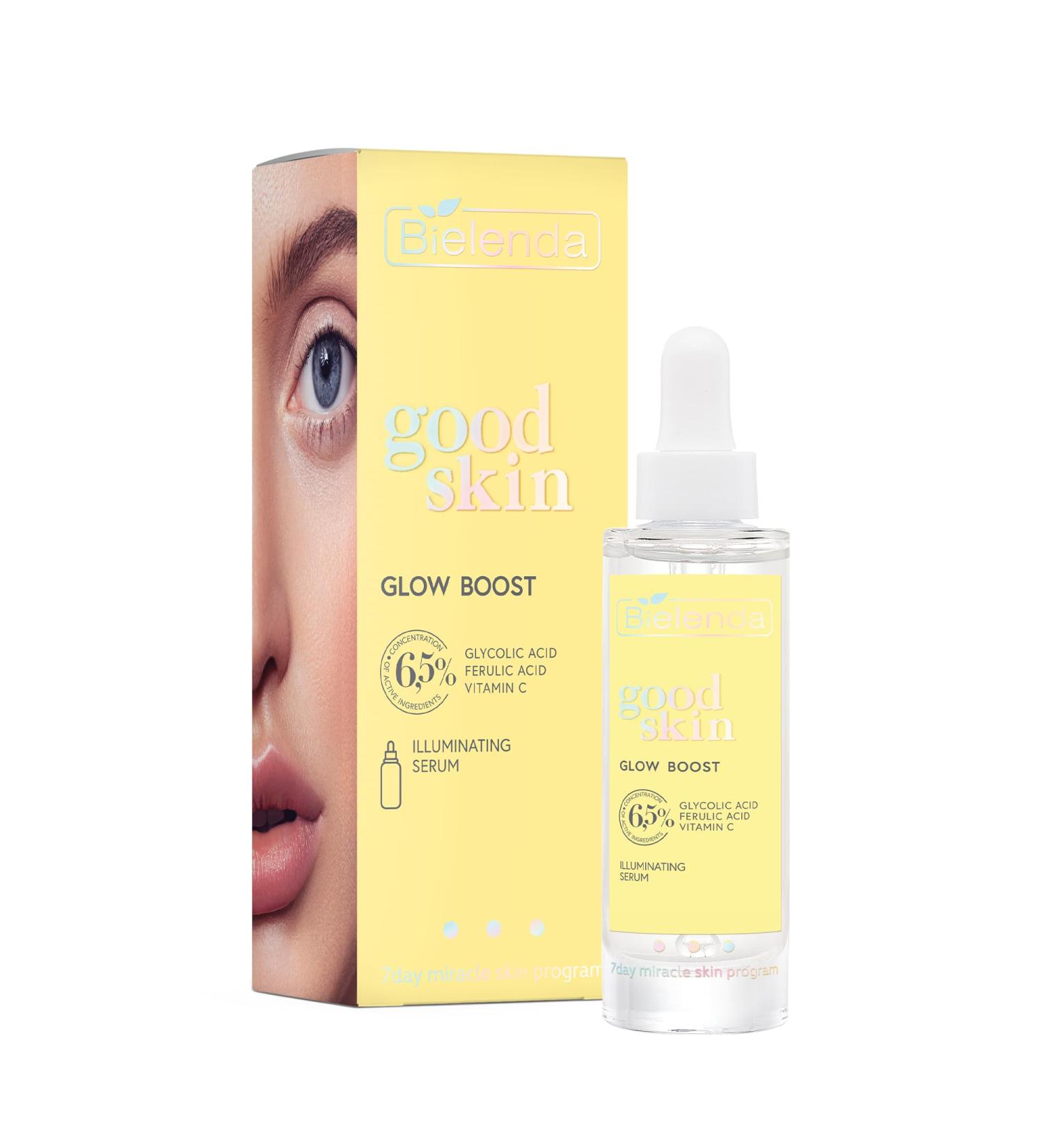 Bielenda Good Skin Glow Boost Brightening Serum Face Serum with Vitamin C Glycolic Acid and Ferulic Acid All Skin Types 200 ml - Buy Online on GoSupps.com