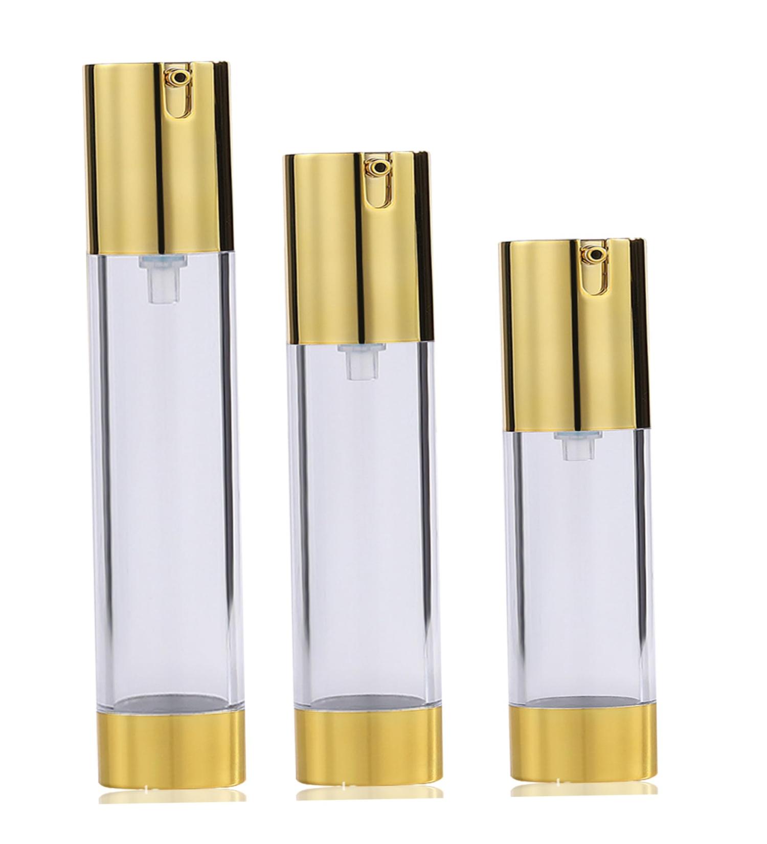 Airless Travel Bottles Set - 3Pcs 15ml/30ml/50ml Refillable Transparent Containers for Toner Lotion Serum | Portable & Sealed Travel Spray Bottles - Buy Online on GoSupps.com