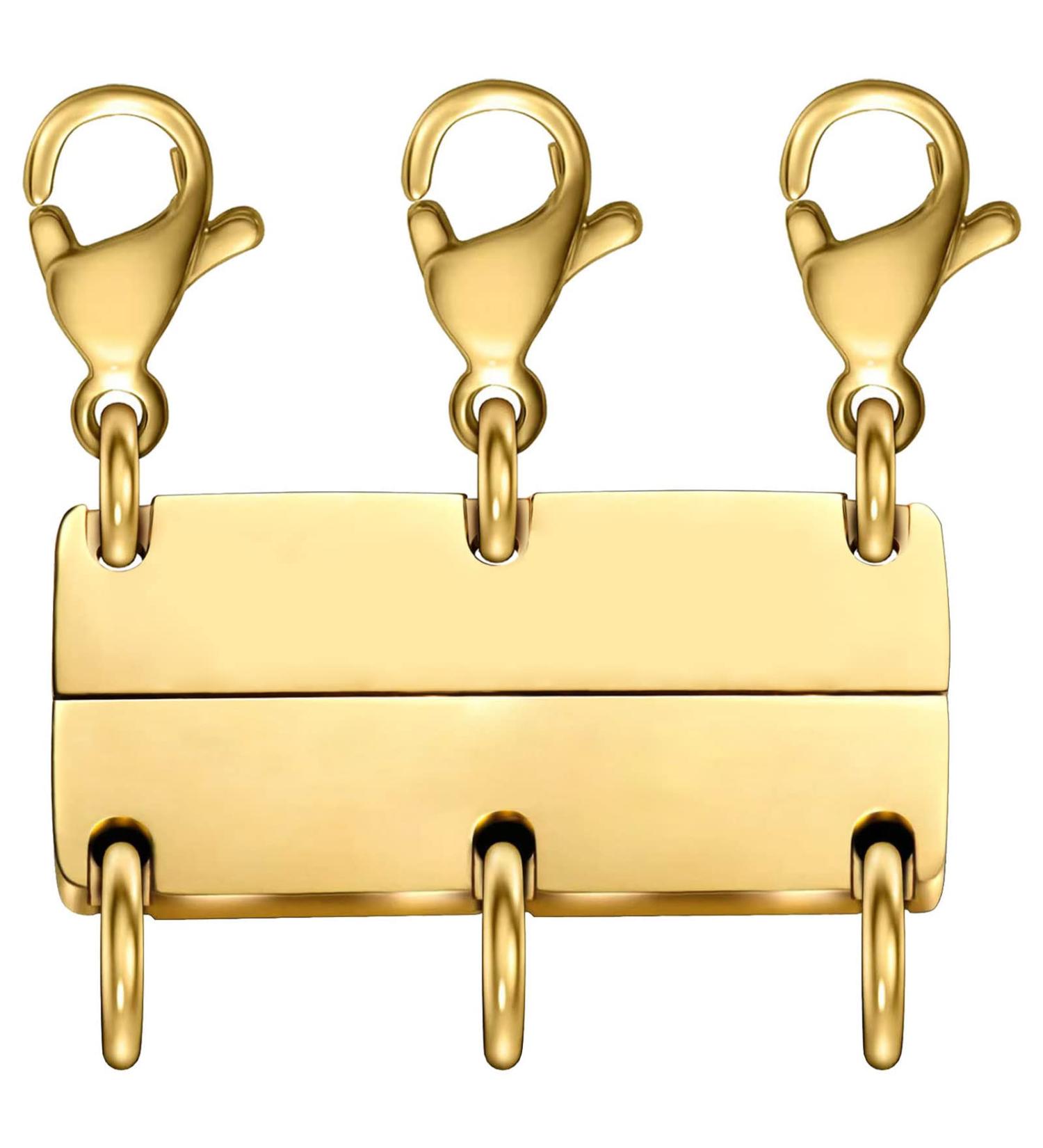 OHINGLT Layered Necklace Clasp - 18K Gold and Silver Separator for Women - Triple Gold - Multiple Clasps for Layering - Buy Online on GoSupps.com