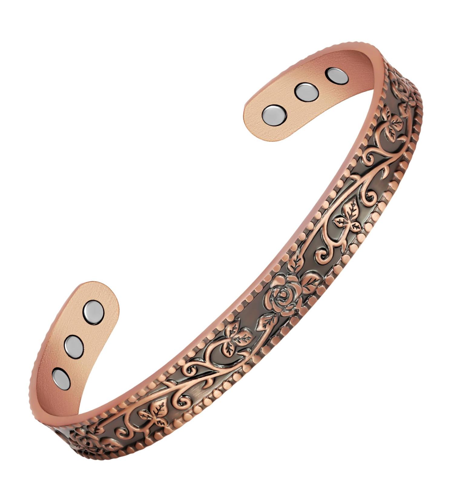 JECANORI Magnetic Copper Bracelets - Adjustable Solid Copper Bangles with Ultra-Low Magnets & Jewelry Gift Box (Ros Copper) - Buy Online on GoSupps.com