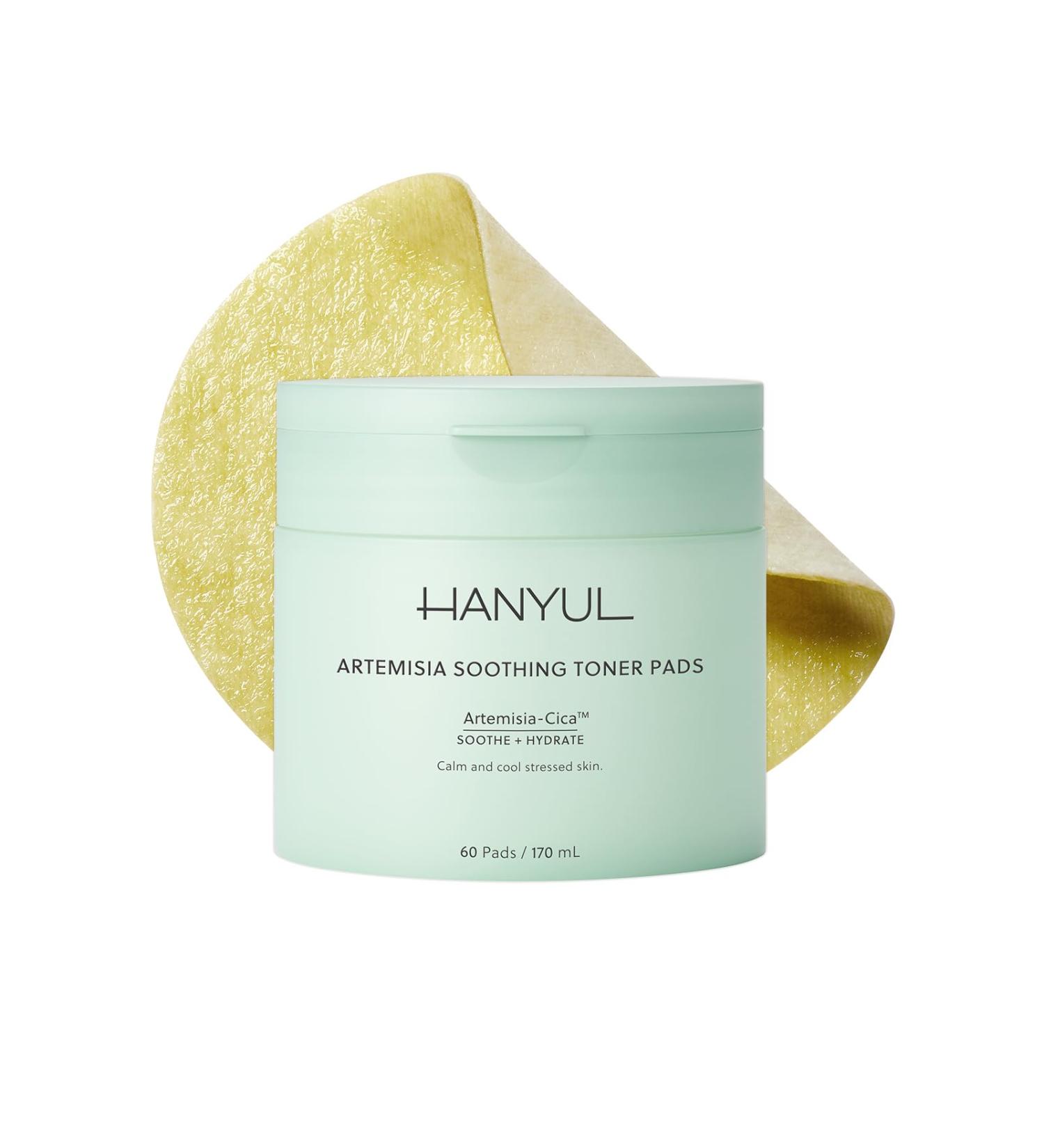 HANYUL Artemisia Soothing Toner Pads with Centella Asiatica and Hyaluronic Acid | Hydrating & Calming Pre-Makeup Facial Pads for Sensitized Skin Dual-Layer Design 60 Count Cozy Green - Buy Online on GoSupps.com