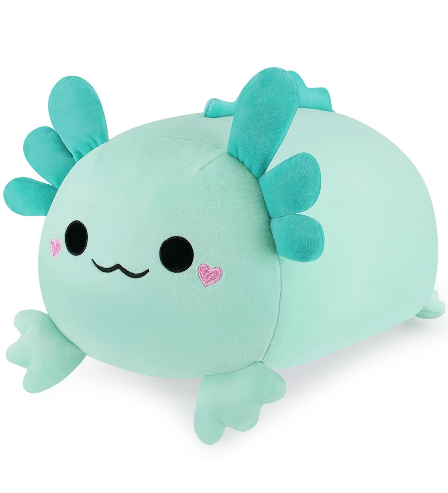 9.8 inch Green Axolotl Plush Toy | Cute Stuffed Animal Hugging Pillow | Soft Toy Gift for Kids | Kawaii Axolotl Cushion Doll - Buy Online on GoSupps.com