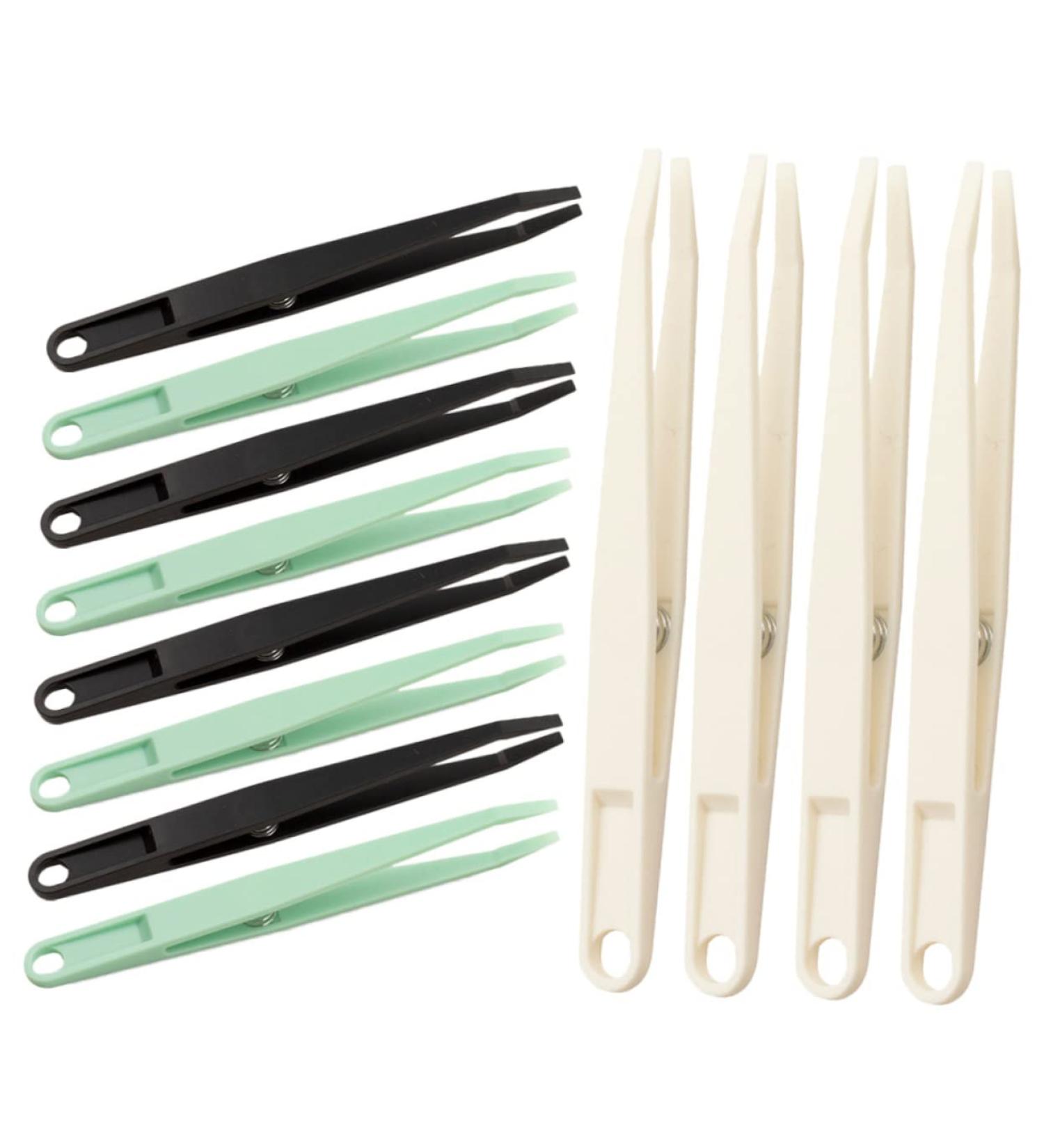 Stobok 12-Piece Flat Head Tweezers Set - Perfect for First Aid Trimming Nasal Hair and Eyelash Extensions - Pink Plastic Tweezers for Precision Use - Buy Online on GoSupps.com