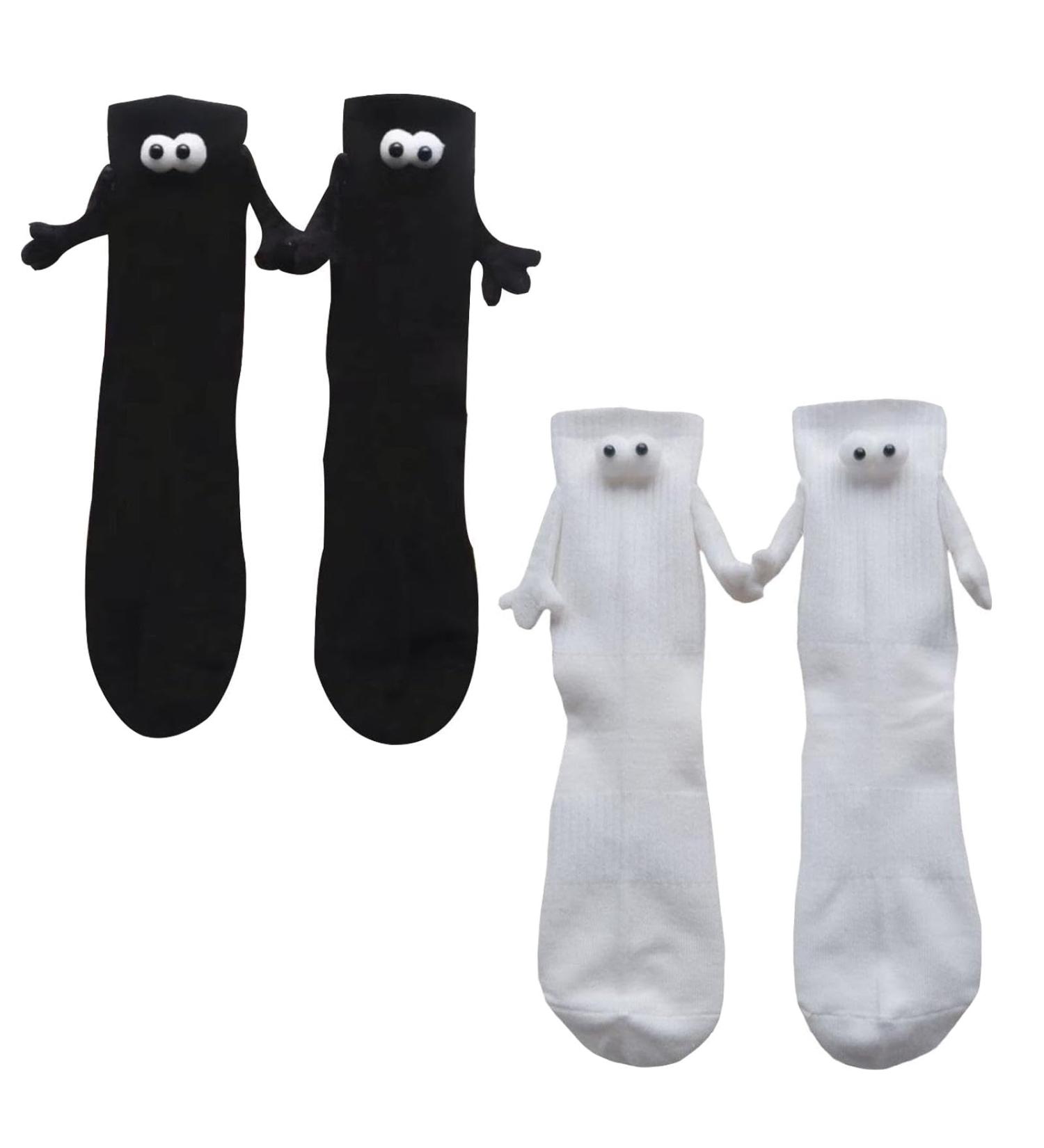 3D Doll Couple Funny Magnetic Suction Couple Socks (2 Pairs) Unisex Mid-Tube Novelty Socks - Buy Online on GoSupps.com