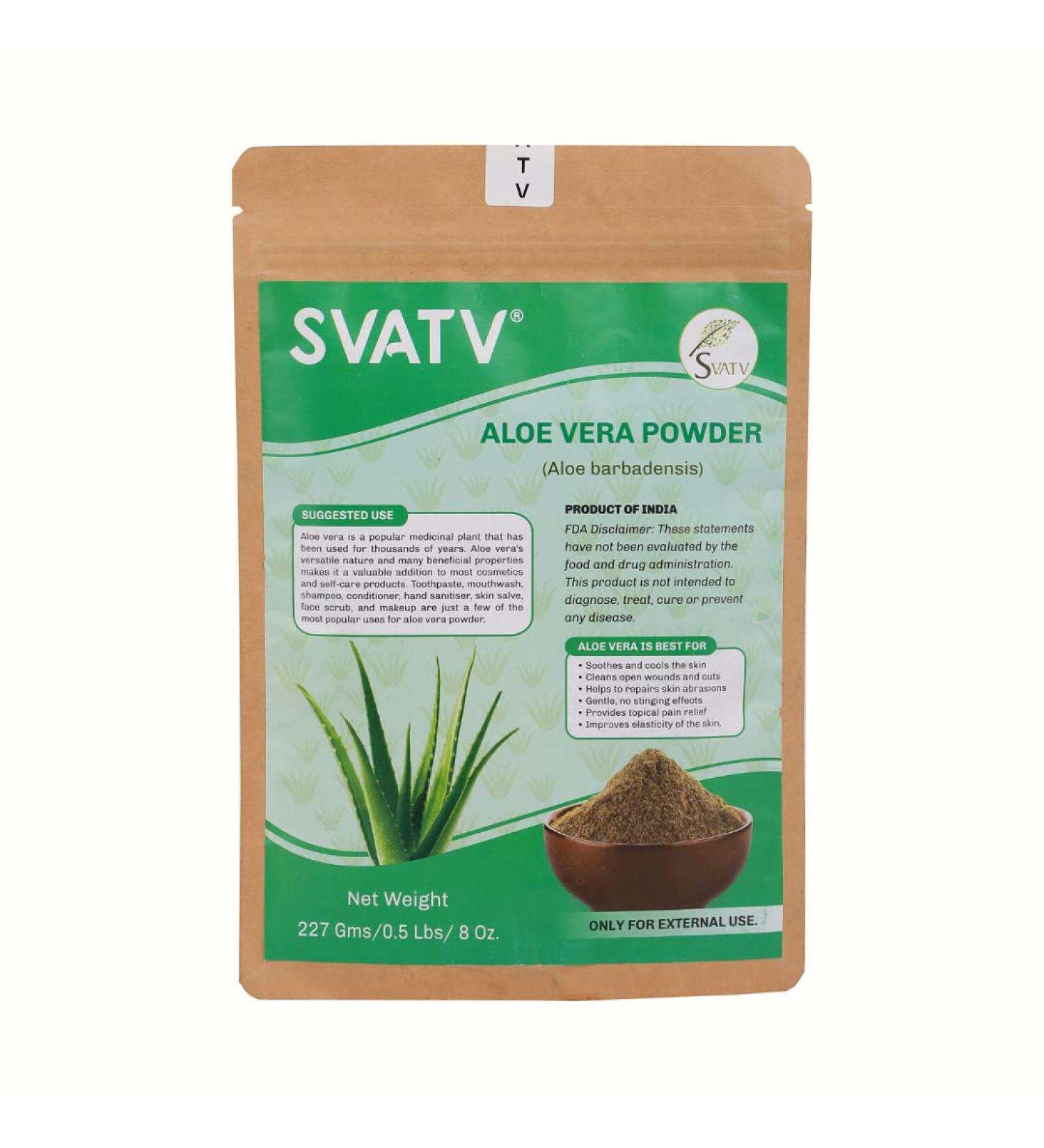 SVATV Natural Aloe Vera Powder for Face Pack and Mask - Soothes, Cools Skin, Improves Elasticity - 227g - Buy Online on GoSupps.com