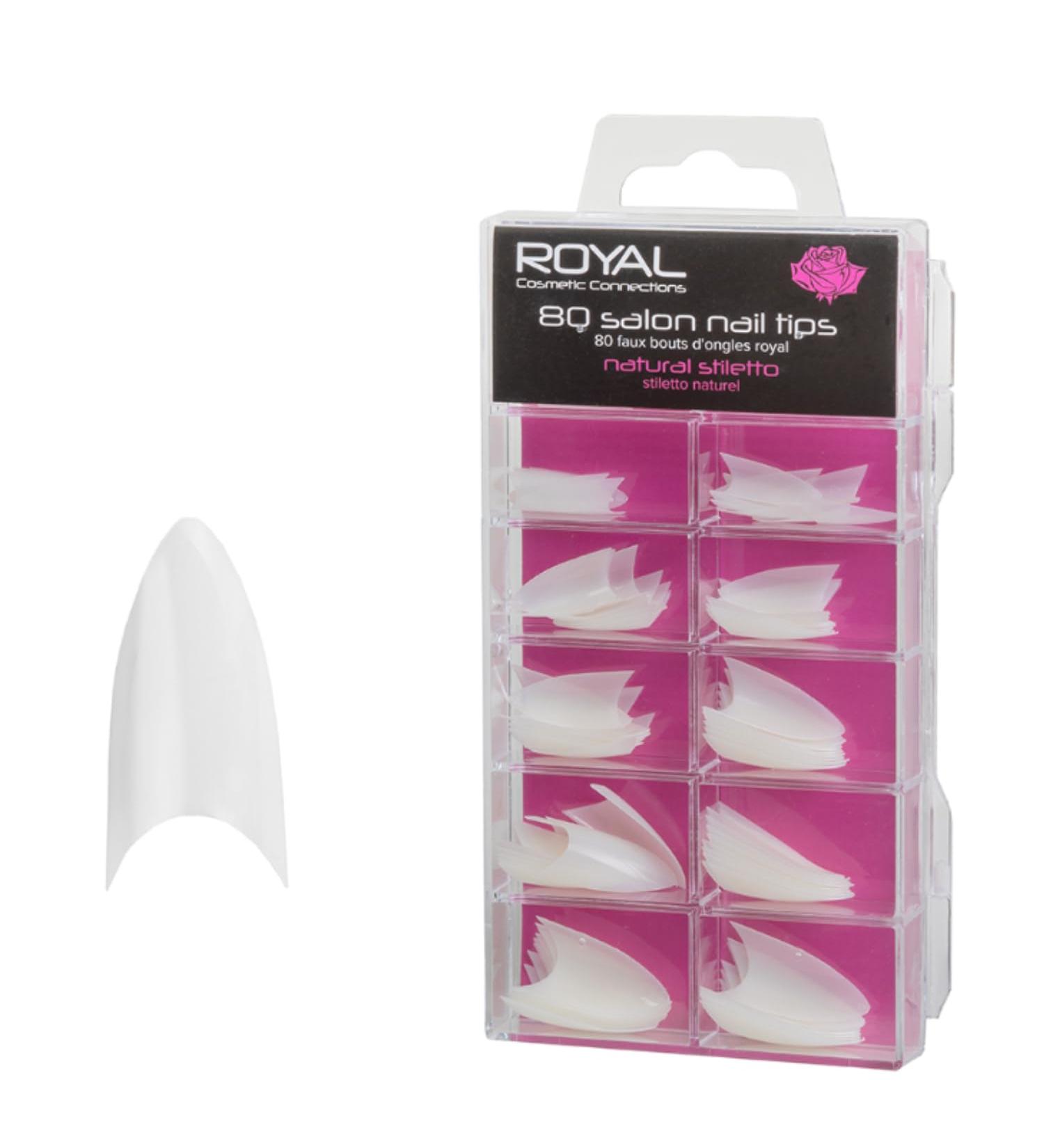 Royal 80 Salon Nail Tips - Natural Stiletto