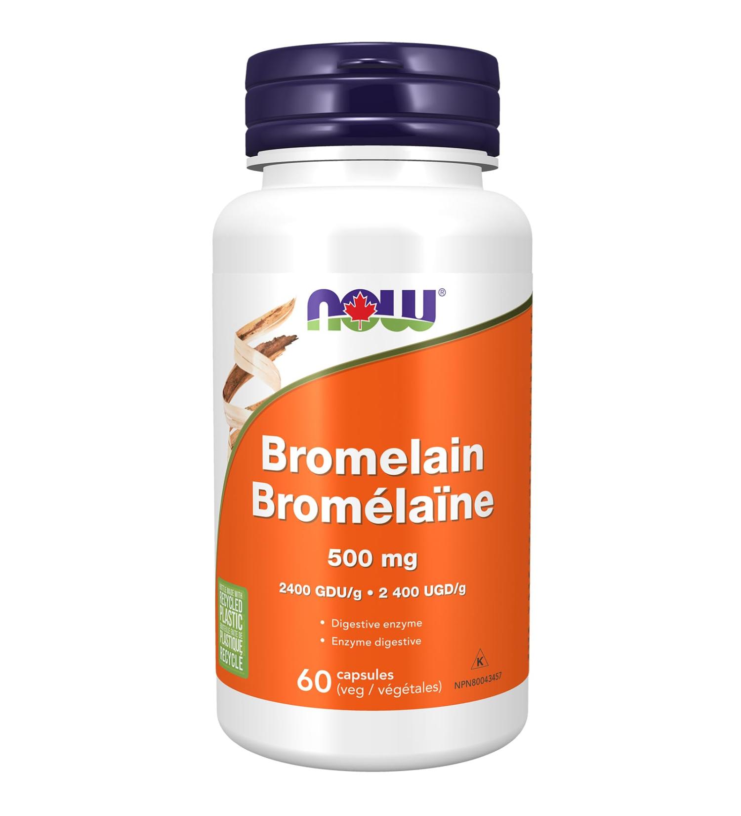 Now Foods Bromelain 500mg 2400 GDU/g 60vcap - Buy Online on GoSupps.com
