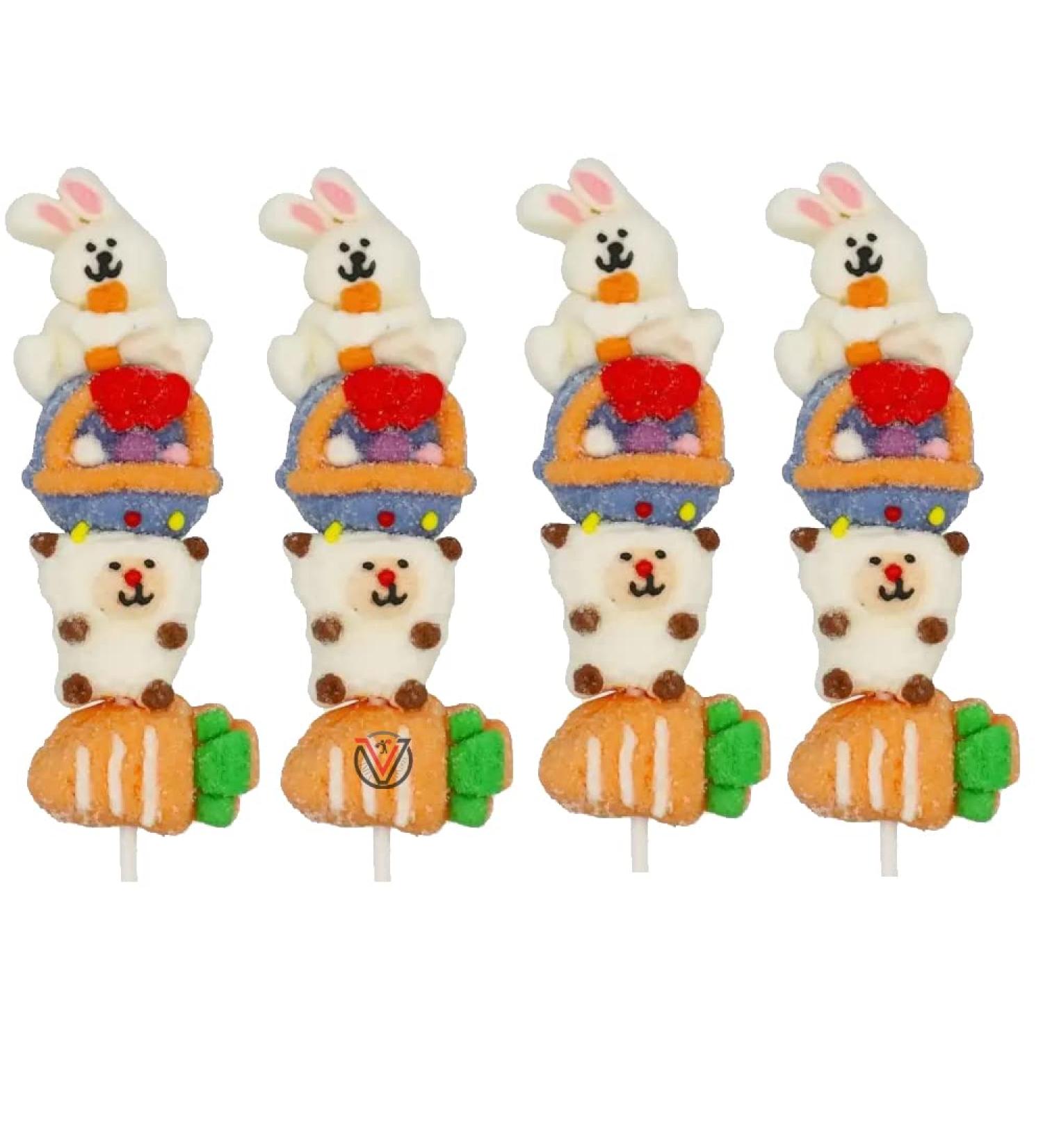 Bonds Spring Mallow Skewers 45g - Strawberry Flavour Mallow Lollipops (04 Lollipops)