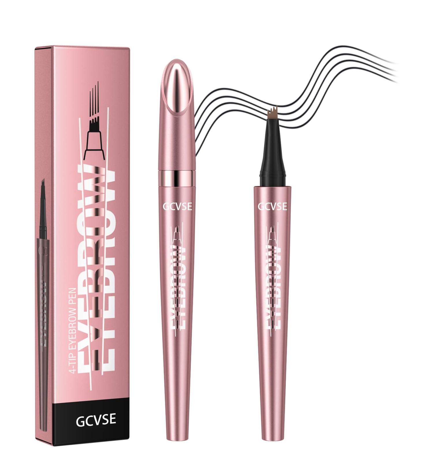 GCVSE Eyebrow Pencil Microblading Eyebrow Pencil with 4 Micro-Fork Tips Long-Lasting Brow Waterproof Smudgeproof Brow Pen - Easy Creation of Natural Looking Defined Eyebrows (Black) - Buy Online on GoSupps.com