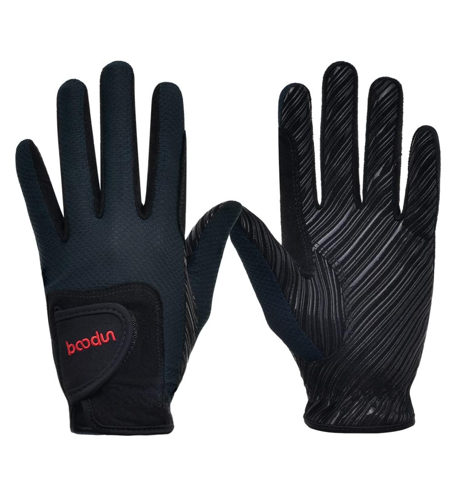 Turbovera Professional Riding Gloves | Imitation Leather Equestrian & Cycling Gloves for Women & Boys | Black S/M - Summer Gear - Buy Online on GoSupps.com