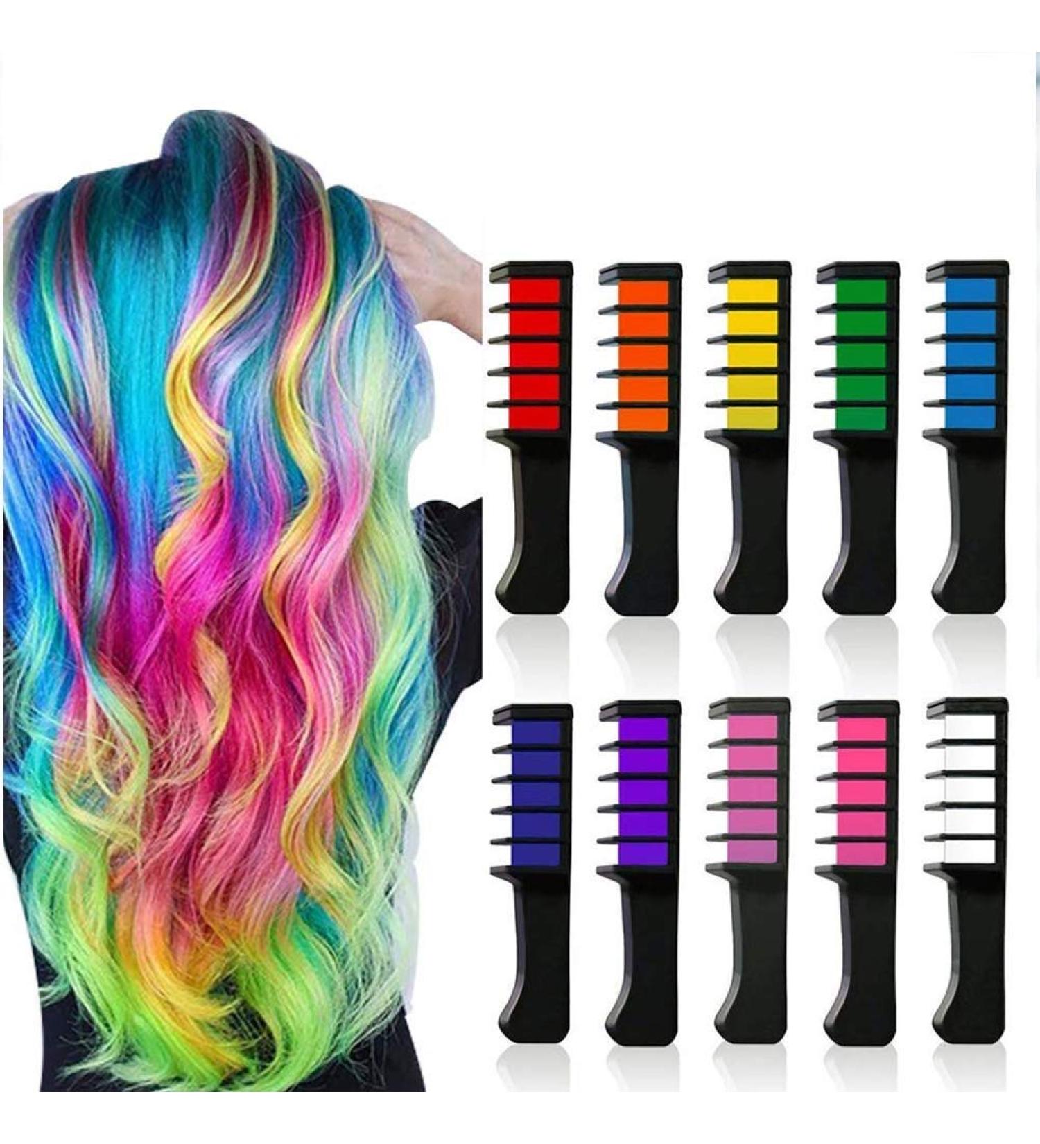 Leikance Disposable Mini Hair Chalk Combs - 10 Colors for Easy Hair Dyeing | Temporary Hair Crayons - Buy Online on GoSupps.com