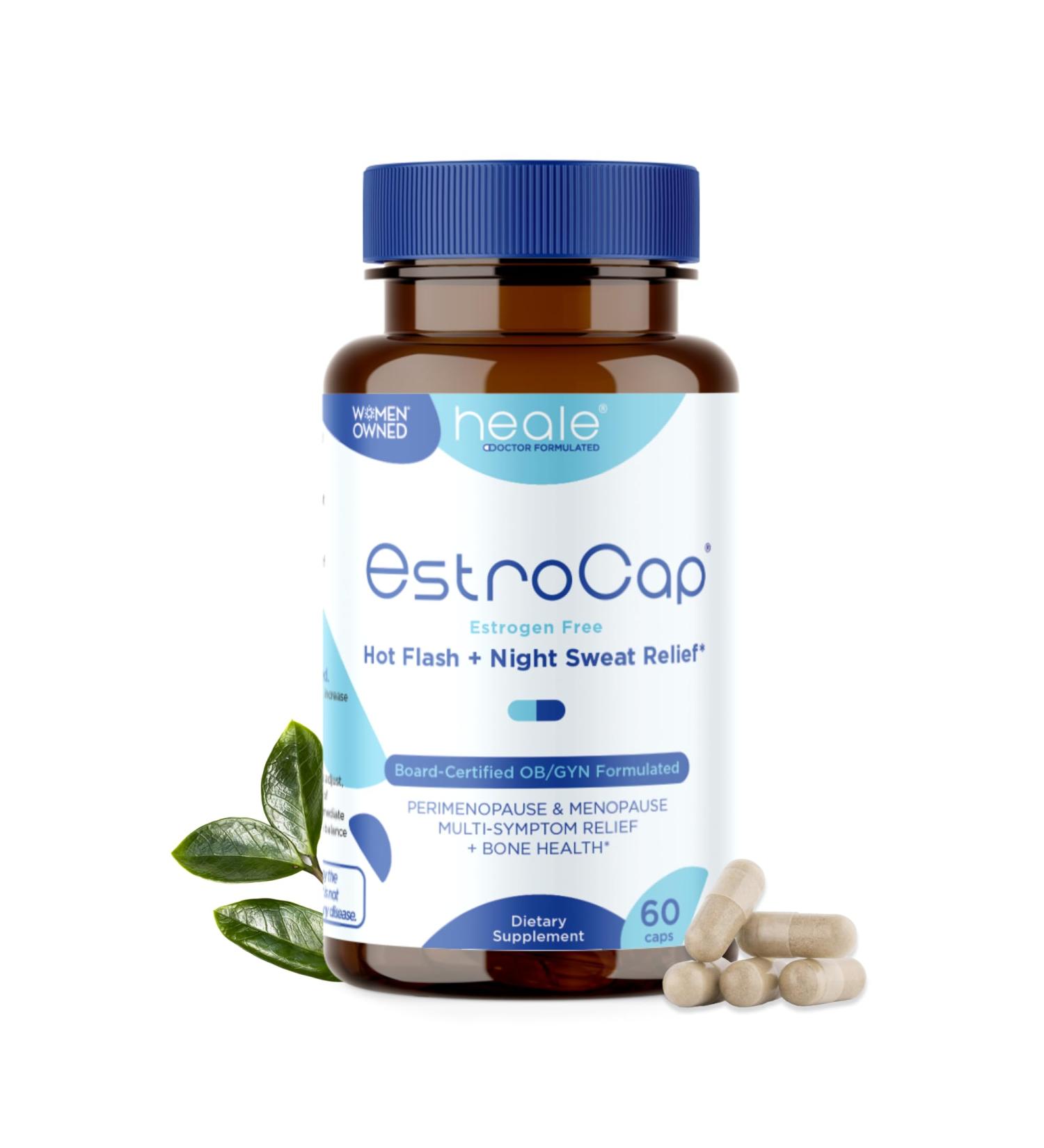 Estrocap by Heale Health | Menopause Supplements for Women | Hot Flashes & Night Sweats Relief | Bone Health & Mood Support | Valerian Root & Black Cohosh - 60ct - Buy Online on GoSupps.com