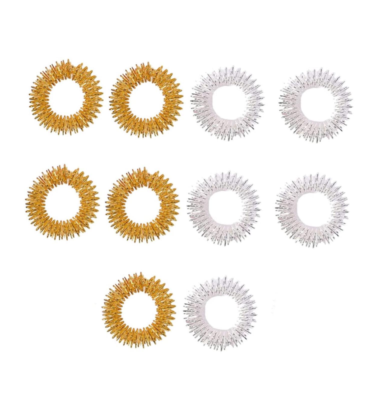 Safigle Finger Massage Ring Set - 10 Acupressure Sensory Toys for Stress Relief | Carbon Steel Decompression Tool - Buy Online on GoSupps.com