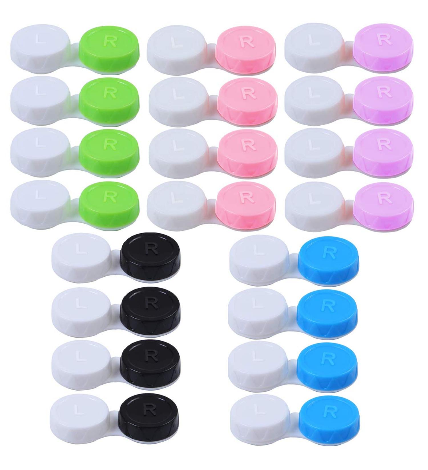 20PC Contact Lens Containers Set with Mirrors | Travel-Friendly Lens Cases in Green Blue Pink & Black | Ideal for Home & Travel - Buy Online on GoSupps.com
