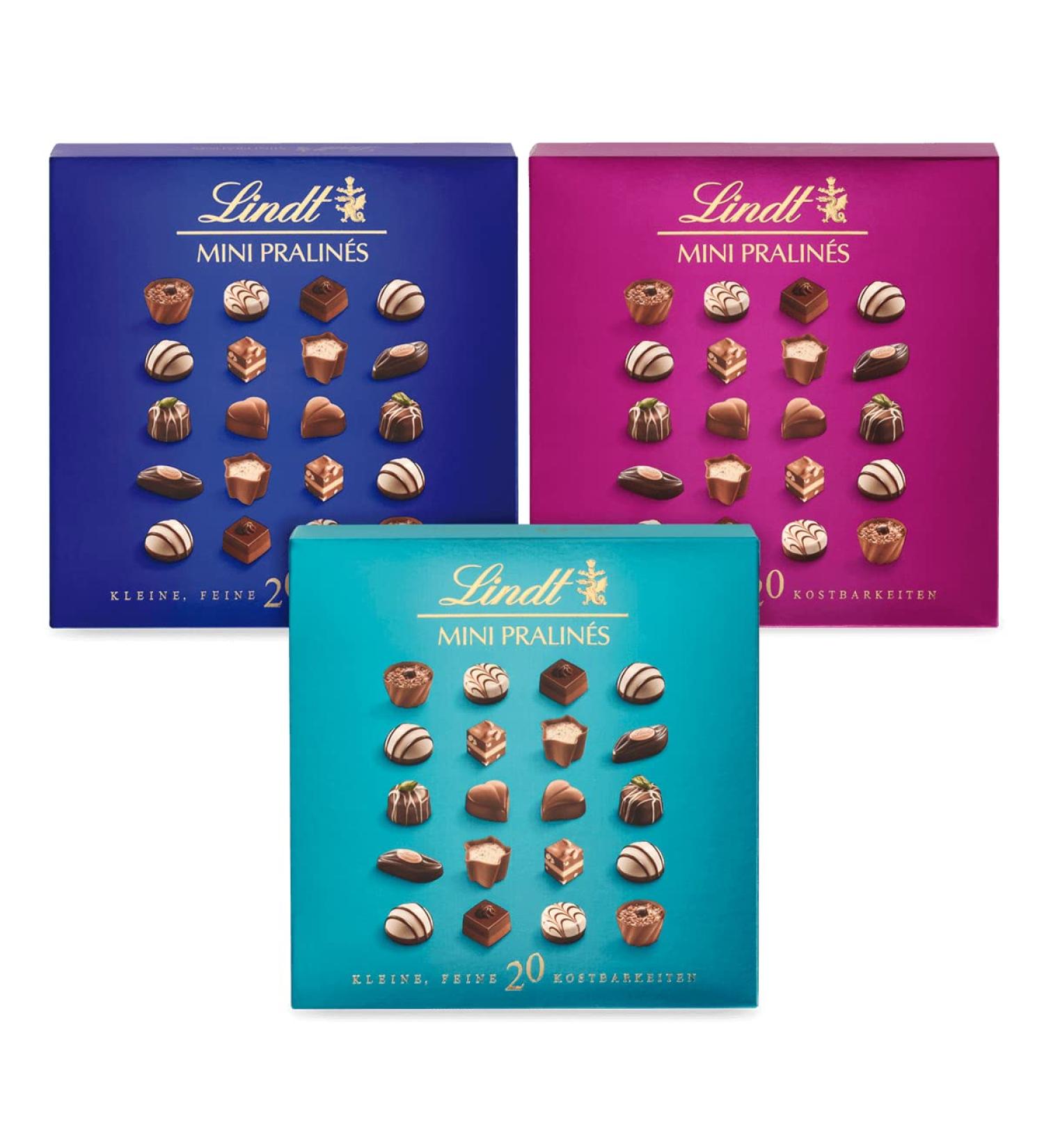 Lindt Mini Pralins Chocolate Gift Box - 12 x 100g in 3 Variants | 20 Chocolates in 9 Flavors | Perfect Praline Gift for Any Occasion - Buy Online on GoSupps.com