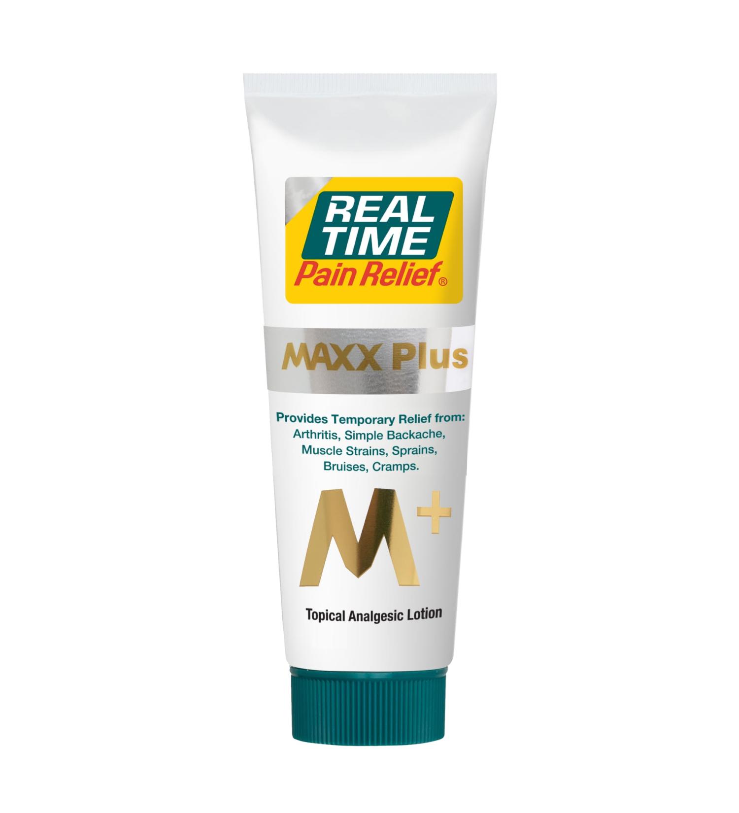 Real Time Pain Relief MAXX Plus - 4oz Tube | Intensive Formula with 19 Natural Ingredients Including Hemp Oil | Fast-Acting Relief for Muscle Pain Arthritis Backaches and More 4 Ounce Tube - Buy Online on GoSupps.com