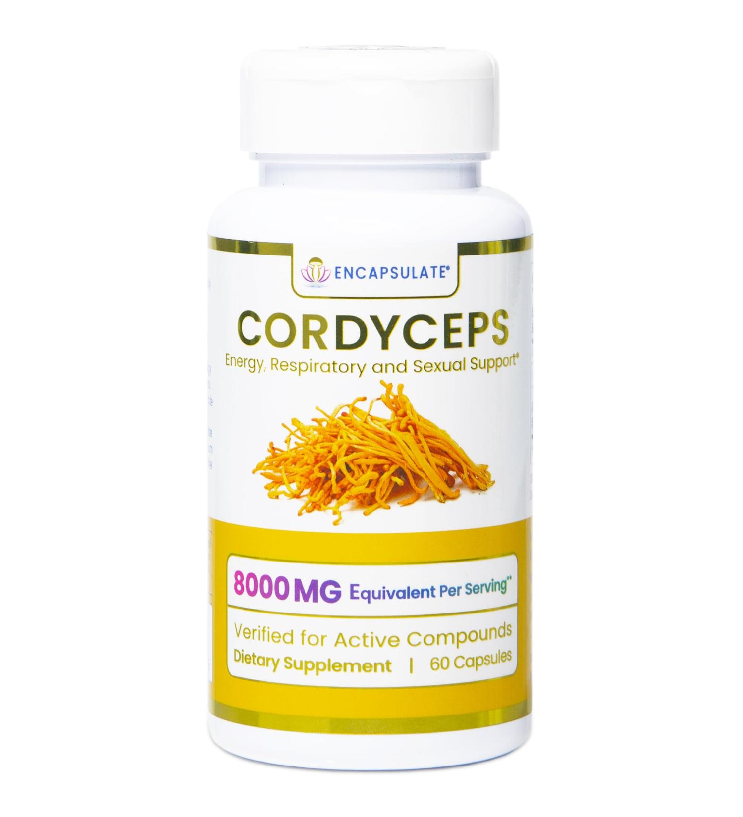 ENCAPSULATE Cordyceps Capsules 8:1 Extract Premium Organic Fruiting Body 8:1 Mushroom Extract Adaptogen Mushroom Supplement for Performance Energy Stamina & Immune Support 60 Vegan Capsules - Buy Online on GoSupps.com