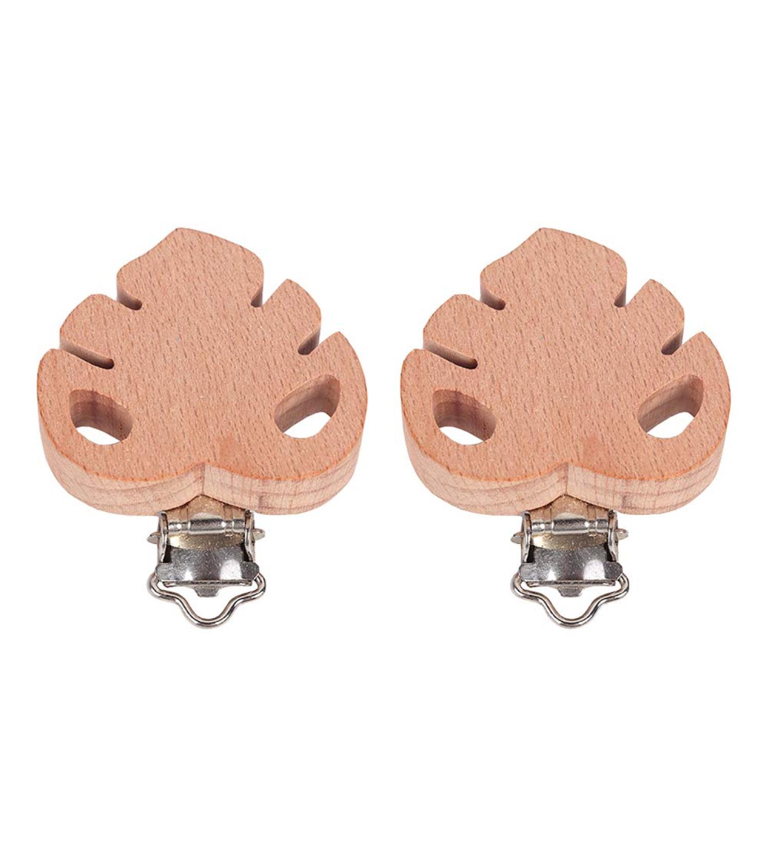 FSSTUD 4-Pack Leaf Shape Wooden Pacifier Clips - Safe & Stylish Baby Pacifier Holders - Buy Online on GoSupps.com