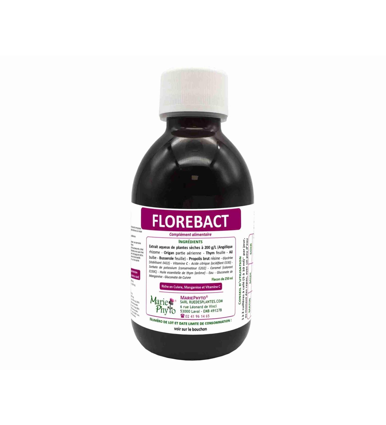 Florebact 250ml - Compl ment Alimentaire Base de Vitamine C Mangan se et Cuivre - Soutien Immunitaire Formation du Collag ne Protection Antioxydante R duction de la Fatigue