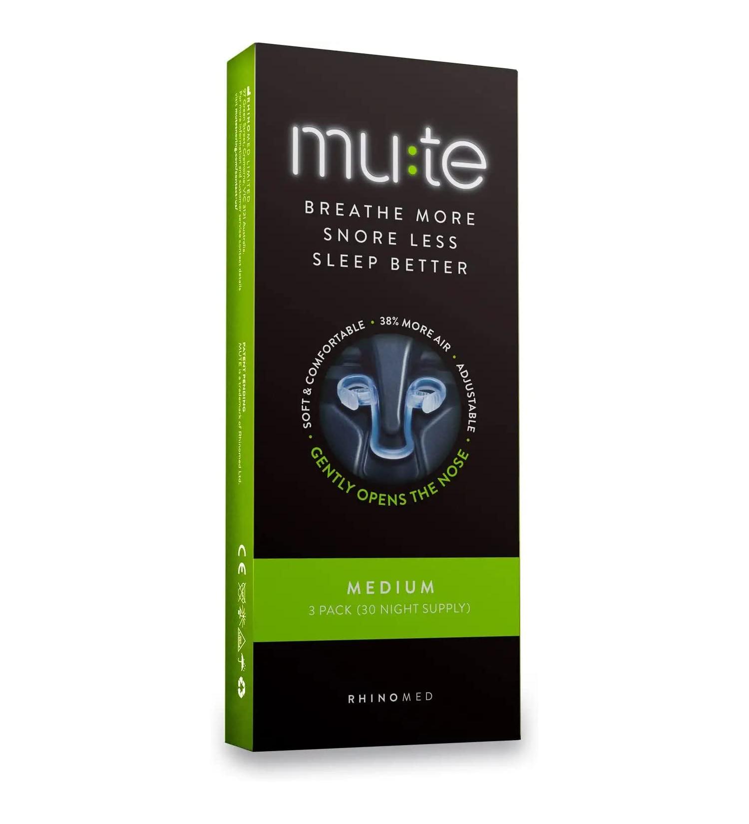 Rhinomed Mute Nasal Dilator 3-Pack - Snore Reduction and Anti-Snoring Aid - Improved Airflow for Better Sleep - Buy Online on GoSupps.com