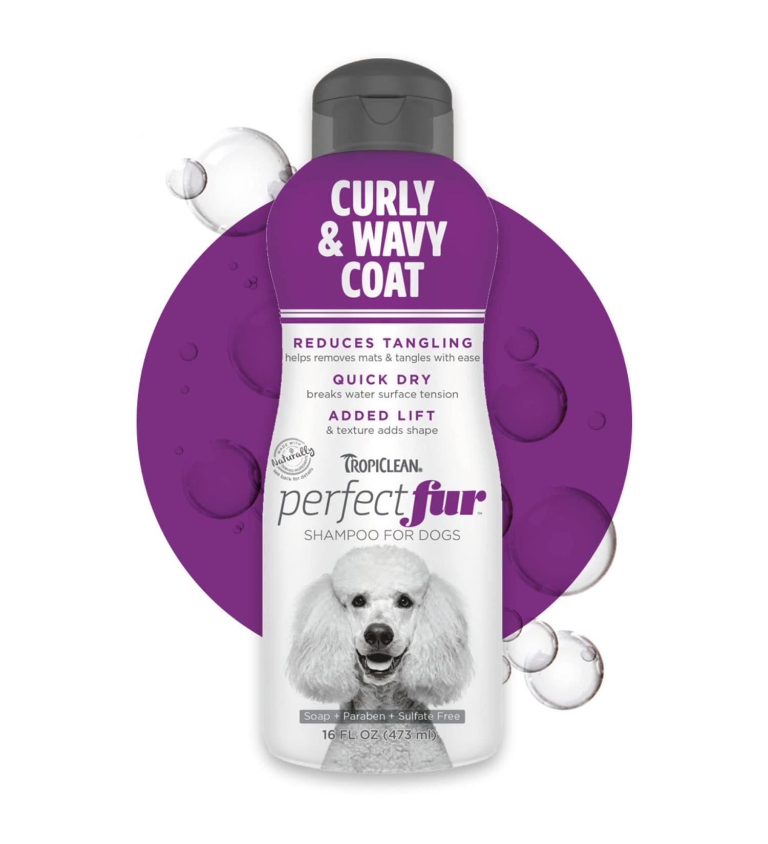 TropiClean PerfectFur Dog Shampoo 16 oz - For All Breeds & Coat Types - Curly & Wavy - Natural Ingredients - Made in USA - Buy Online on GoSupps.com