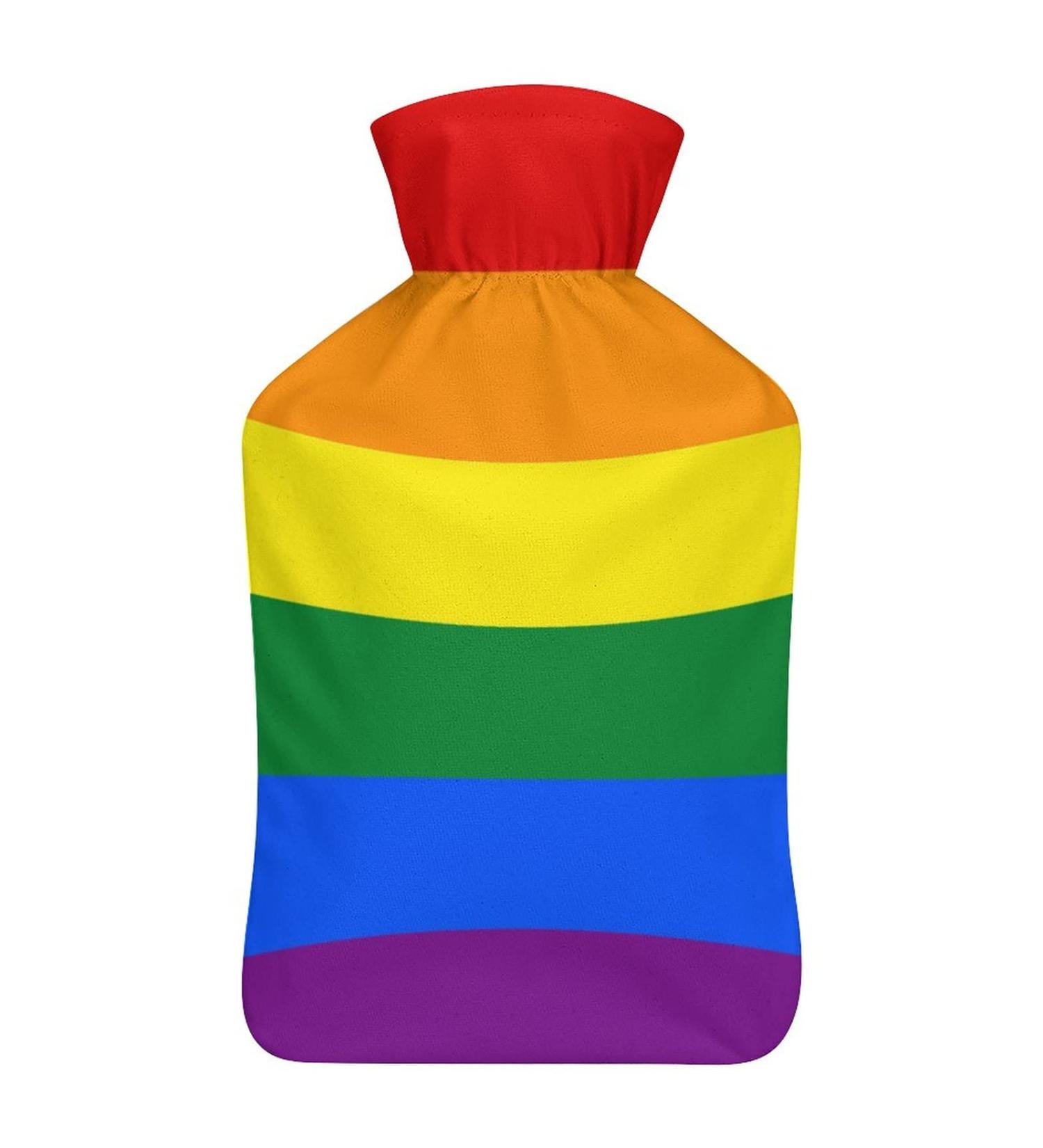 Color Stripe Hot Water Bottle with Plush Cover - Hand Warmer for Adults & Children | 26.5x15.3cm | International Shipping Available - Buy Online on GoSupps.com