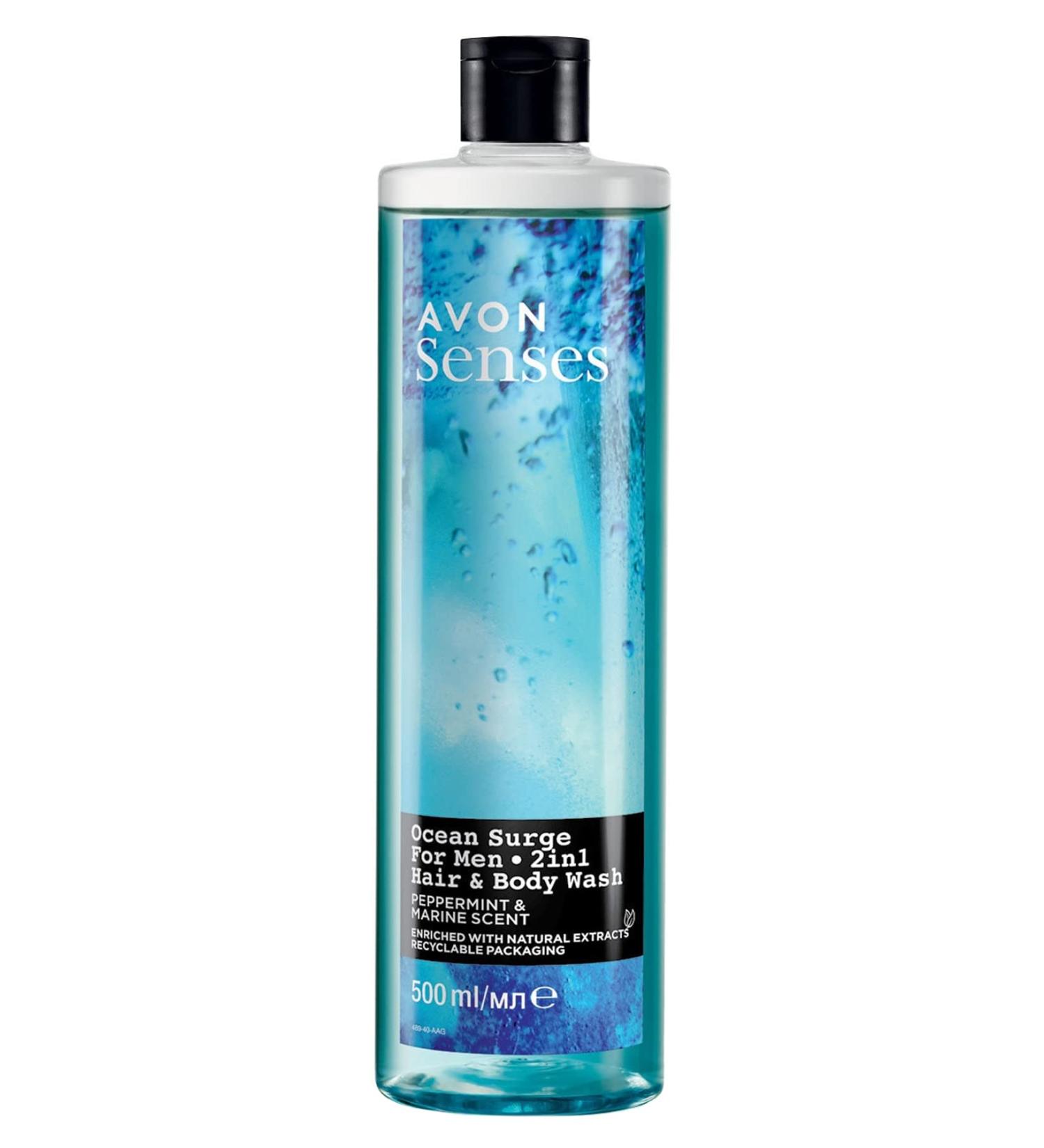Avon Senses for Men 2-in-1 Hair & Body Wash Ocean Surge - Peppermint & Marine Scent