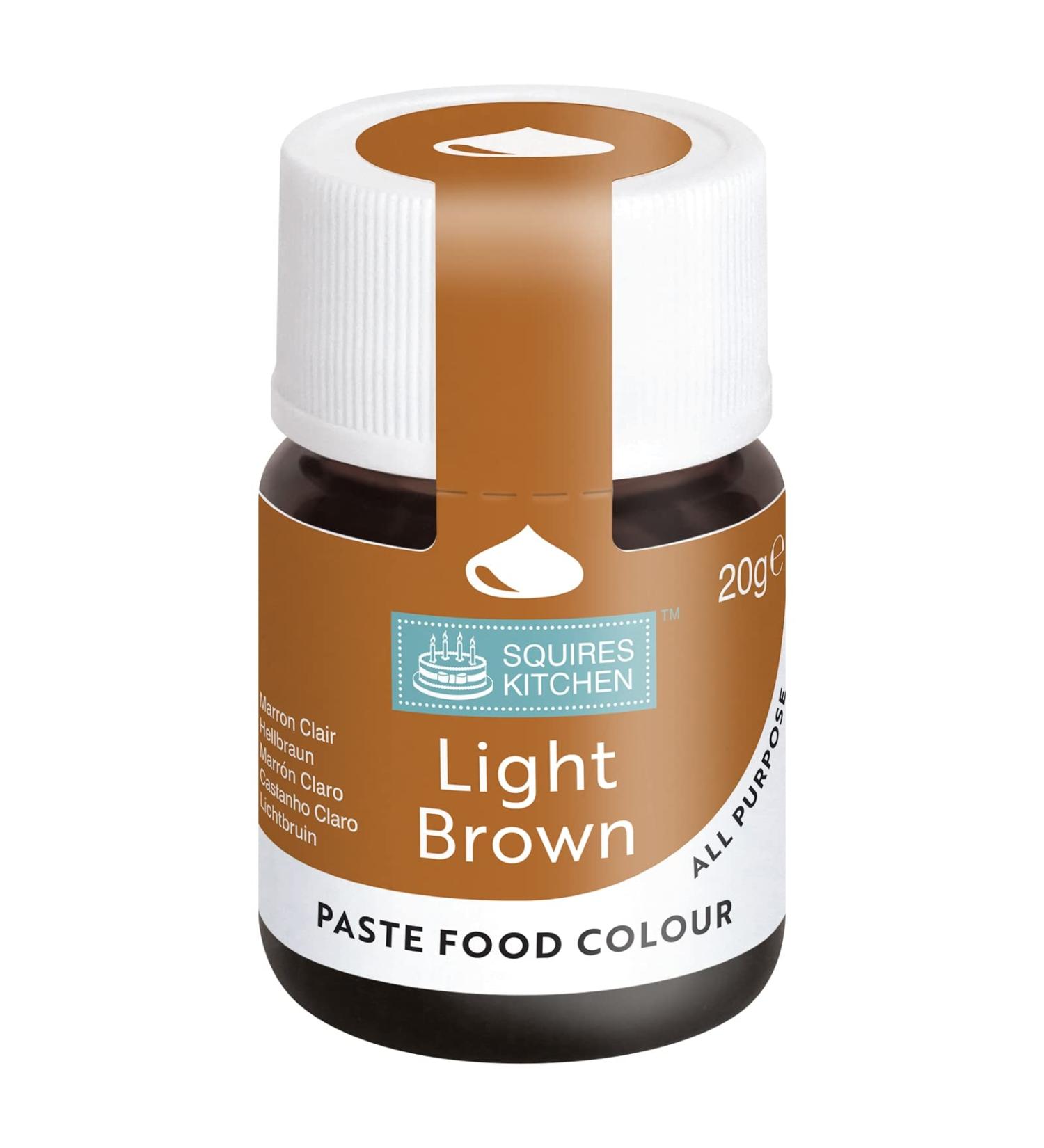 Squires Kitchen Light Brown Food Colouring Paste - Concentrated 20g for Sugarpaste, Fondant, Buttercream, Royal Icing & Cake Mixes - Buy Online on GoSupps.com