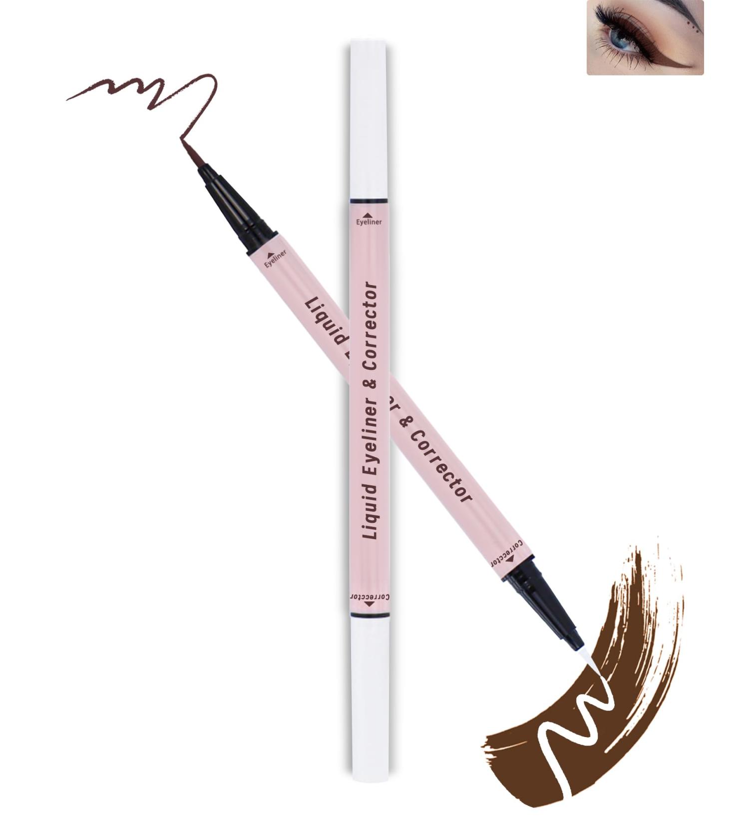 Brown Liquid Eyeliner with Eye Makeup Remover Eraser Dual-Ended Pen Waterproof Smudge Proof Long Lasting Quick Drying Eye Liner Ultra-Fine Brush Head Colored Eyeliner Pencil Easy for Beginners-02 02 Brown - Buy Online on GoSupps.com