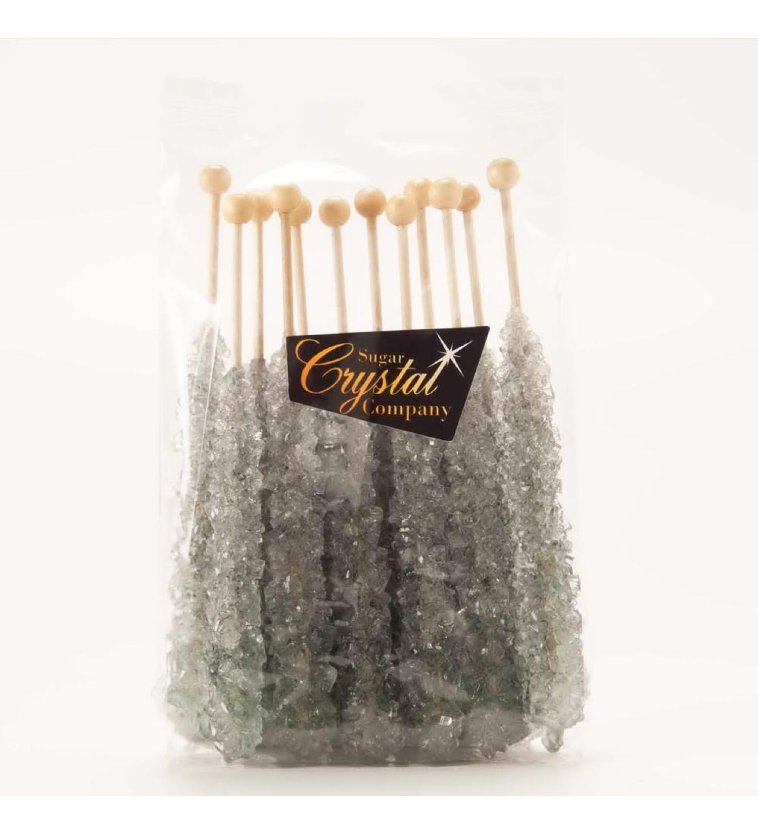 Silver Caramel Candy Sugar Crystal Rock on a Stick 12 x Lollies - Individually Wrapped - Candy Buffet Favours Cake Decorating - Drink/Cocktail Swizzle Stick Stirrers - Buy Online on GoSupps.com