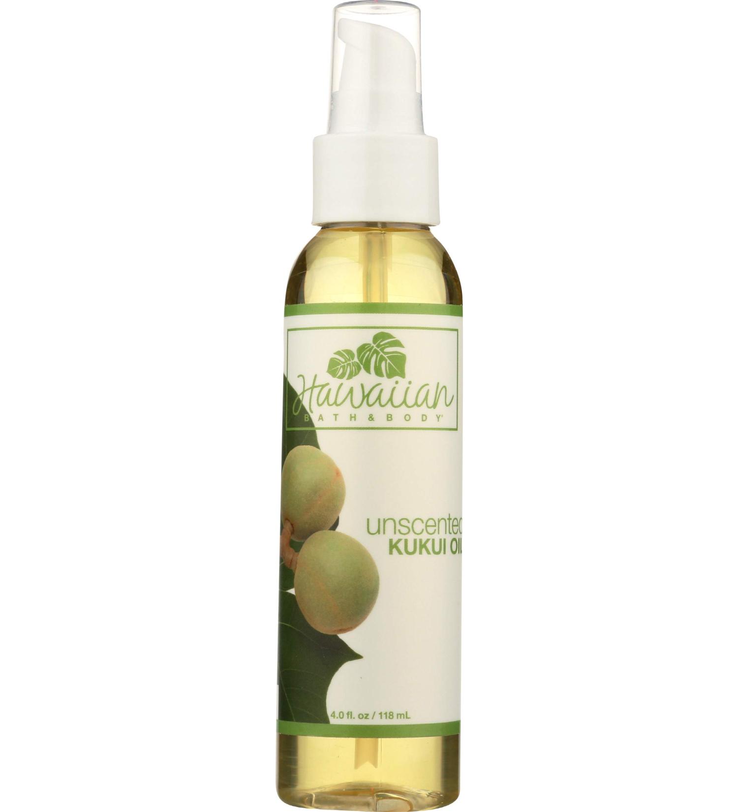 Hawaiian Bath & Body Unscented Kukui Nut Oil - Nourishing 4oz Moisturizer for Skin & Hair - Buy Online on GoSupps.com