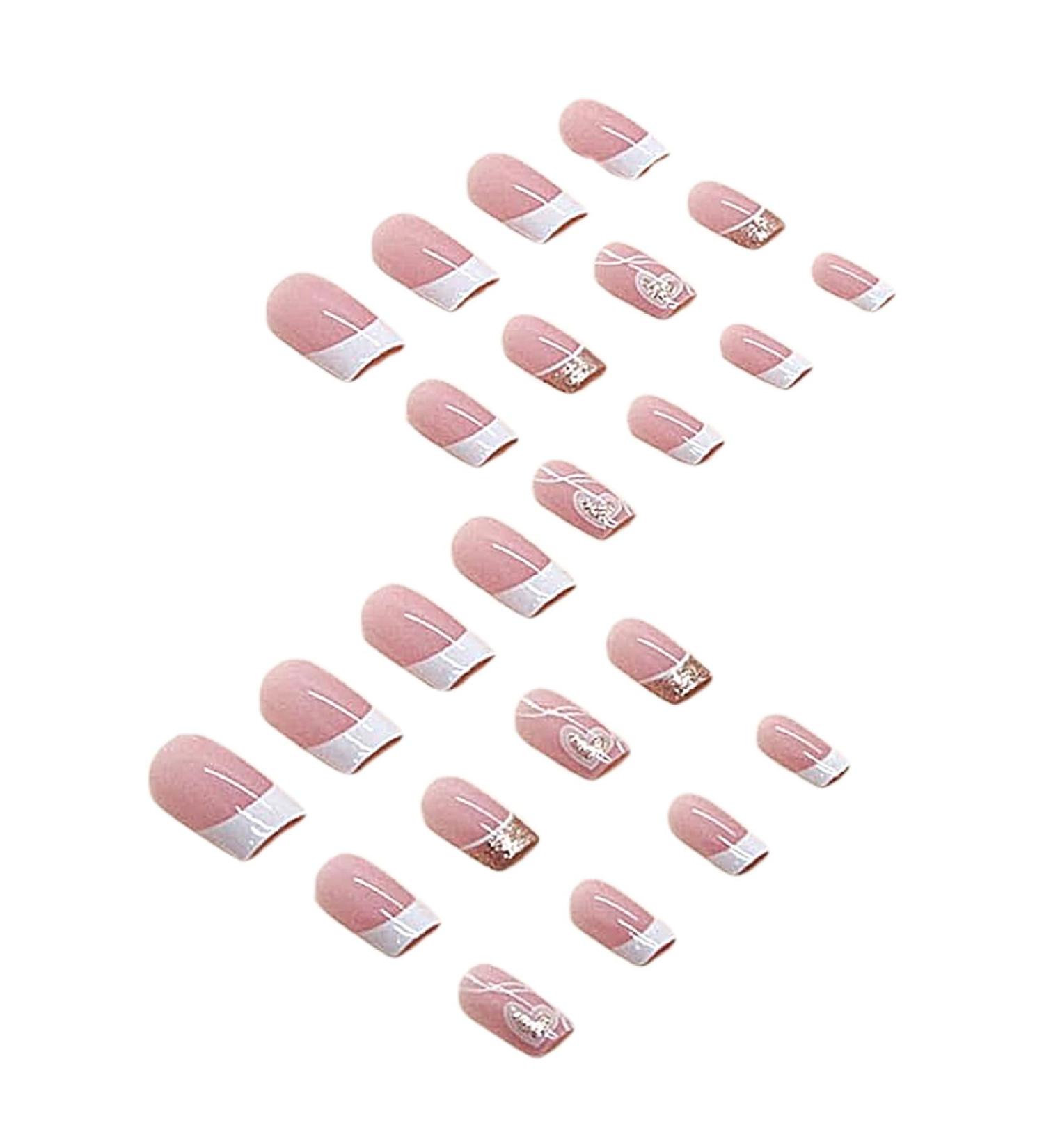 1 Set Press on Nails French Square Fake Nails Full Cover Short Press on Nails Reusable Short Nails Press on Cute Press on Nails Set for Women Home - Buy Online on GoSupps.com