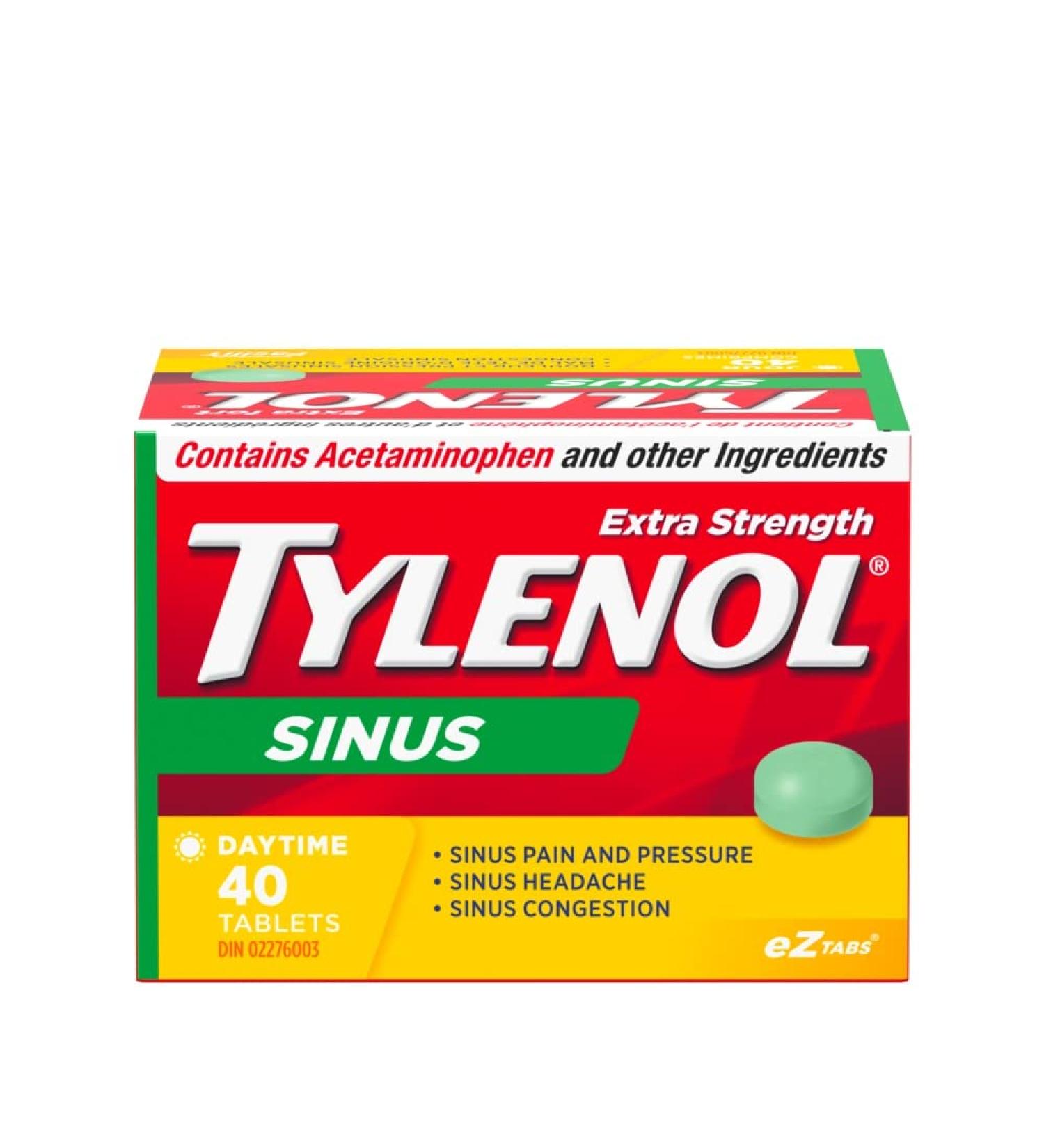 TYLENOL Extra Strength Sinus eZ Tabs Relieves Sinus congestion and other sinus Symptoms Daytime 40ct - Buy Online on GoSupps.com