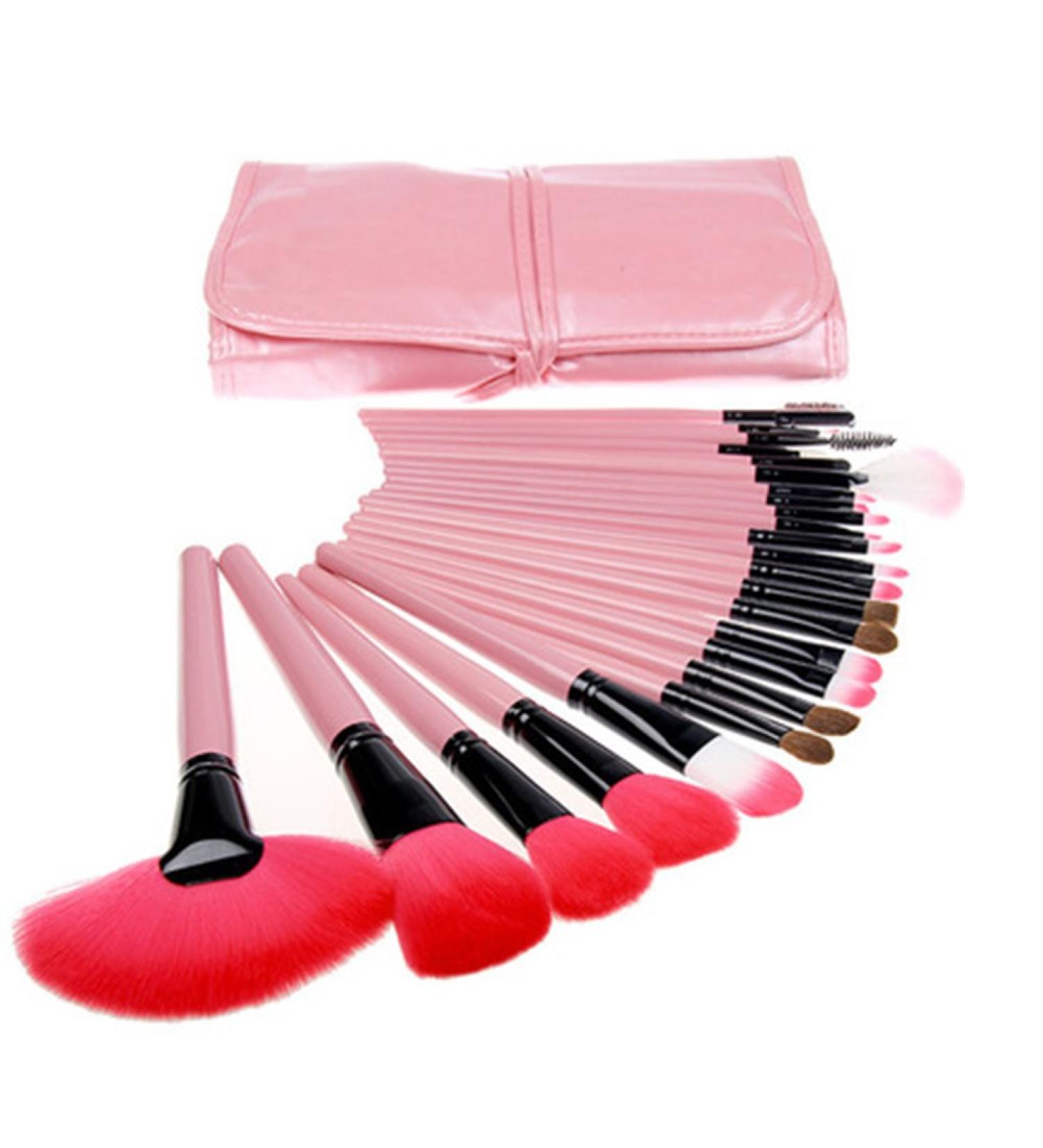 JHion 24 Pcs Synthetic Foundation Powder Concealers Eye Shadows Makeup Brush Sets Pink - Buy Online on GoSupps.com