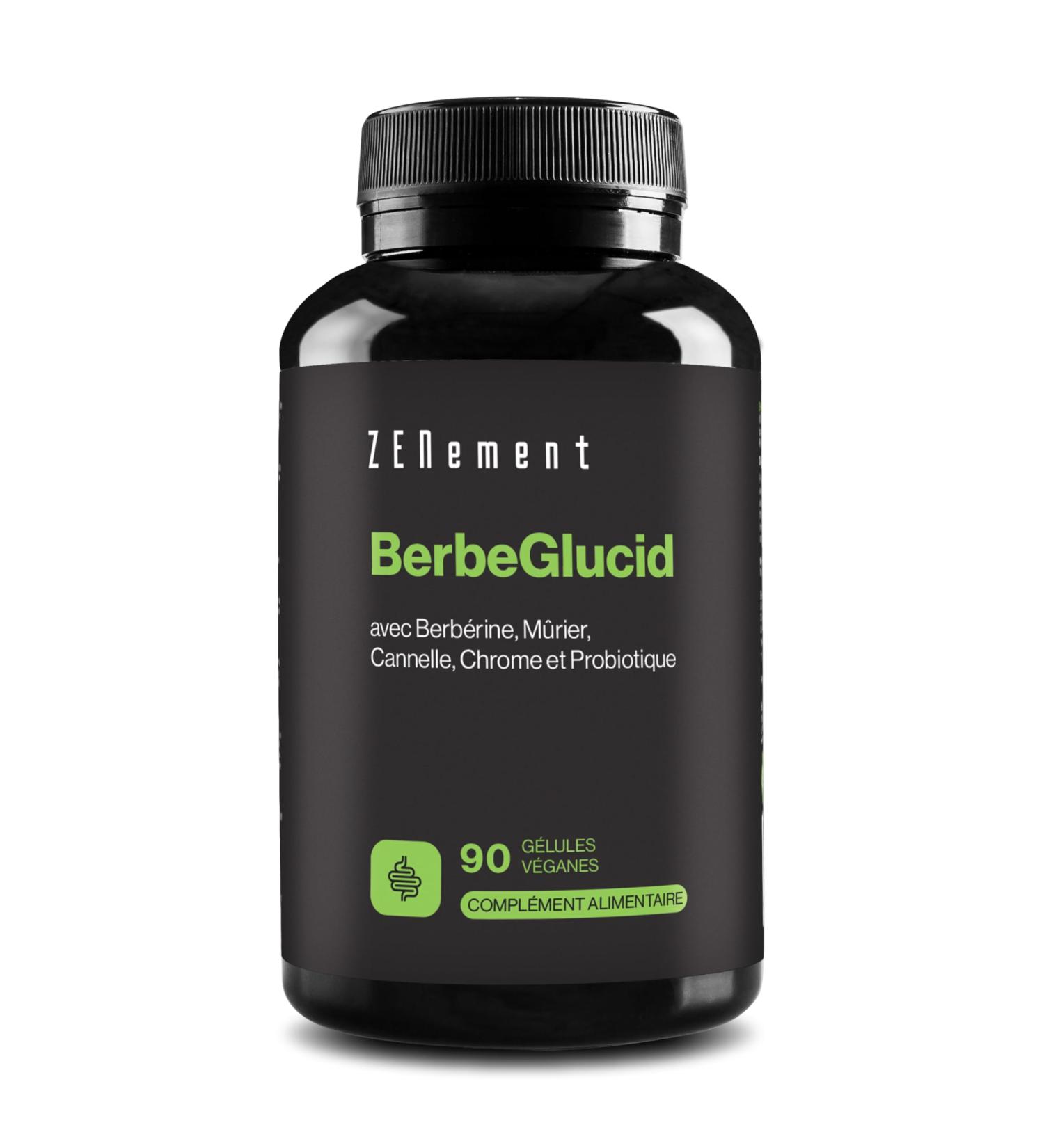 BerbeGlucid - For Glucose and Carbohydrates - Berberine Mulberry Cinnamon Chromium and Probiotic - 90 Vegan Additive Free Gluten Free Non-GMO Capsules - Buy Online on GoSupps.com