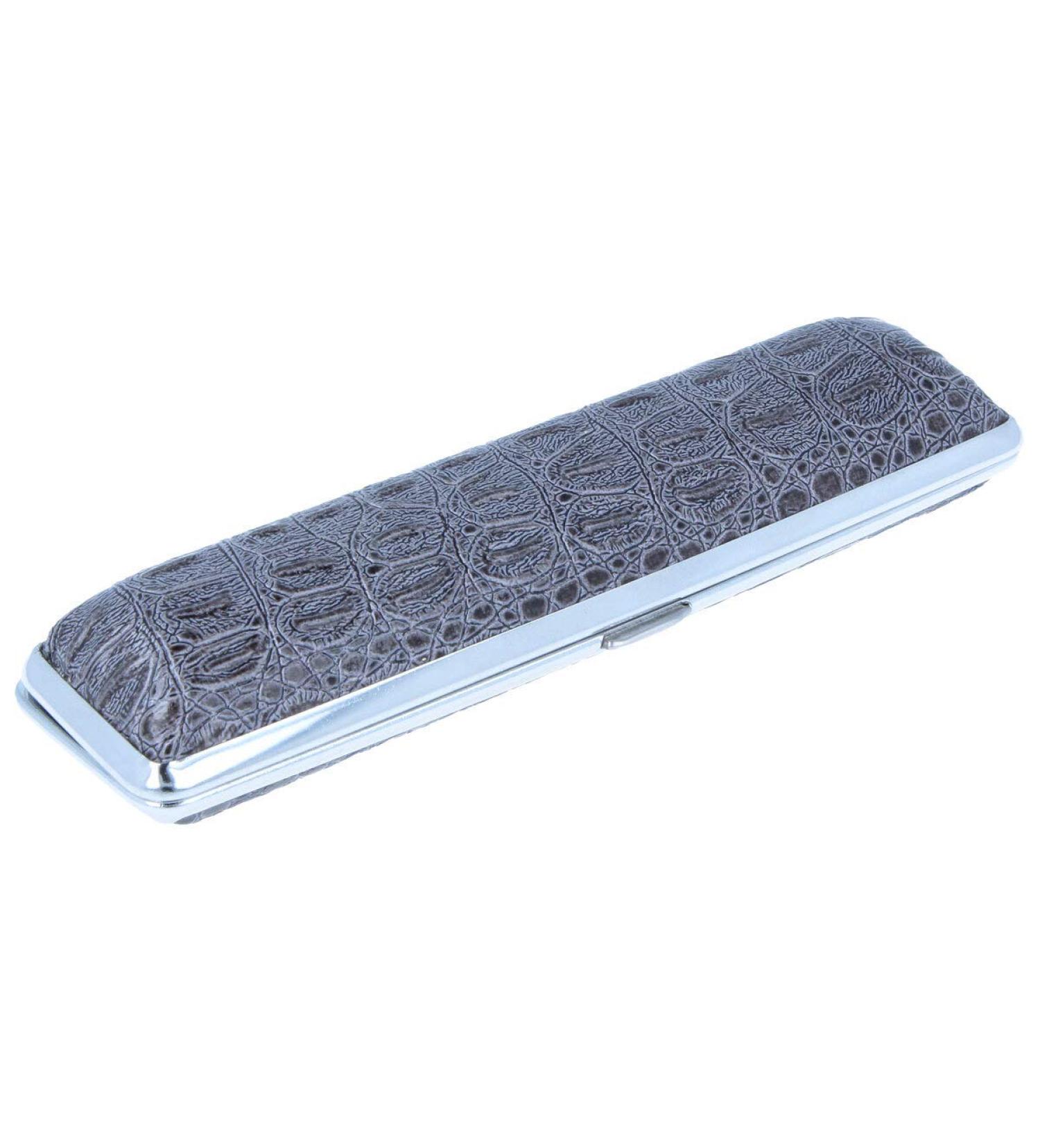 Small black hard case with silver click closure