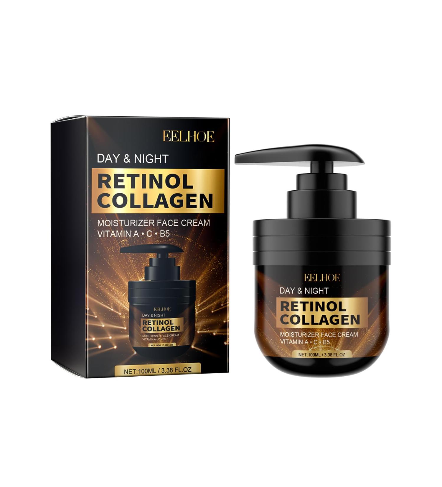 Retinol Collagen Face Cream Day and Night Moisturizer with Vitamin A C B5 Anti-Aging Formula for All Skin Types 3.38 Fl Oz - Buy Online on GoSupps.com