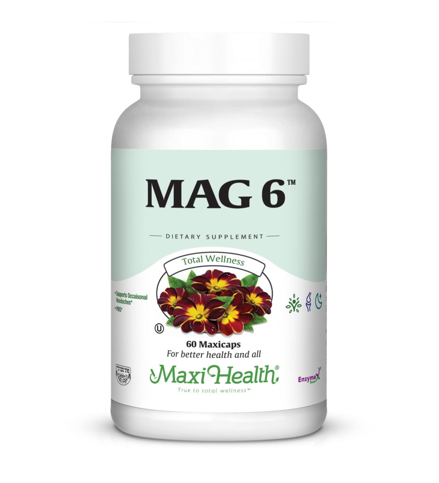 Magnesium B6 Mag 6 Magnesium Glycinate with Vitamin B6 Promote Healthy Bone Mineralization Support Nerve & Muscle Function Energy Metabolism - Non-GMO Vegan Gluten Free Kosher 60 Capsules - Buy Online on GoSupps.com