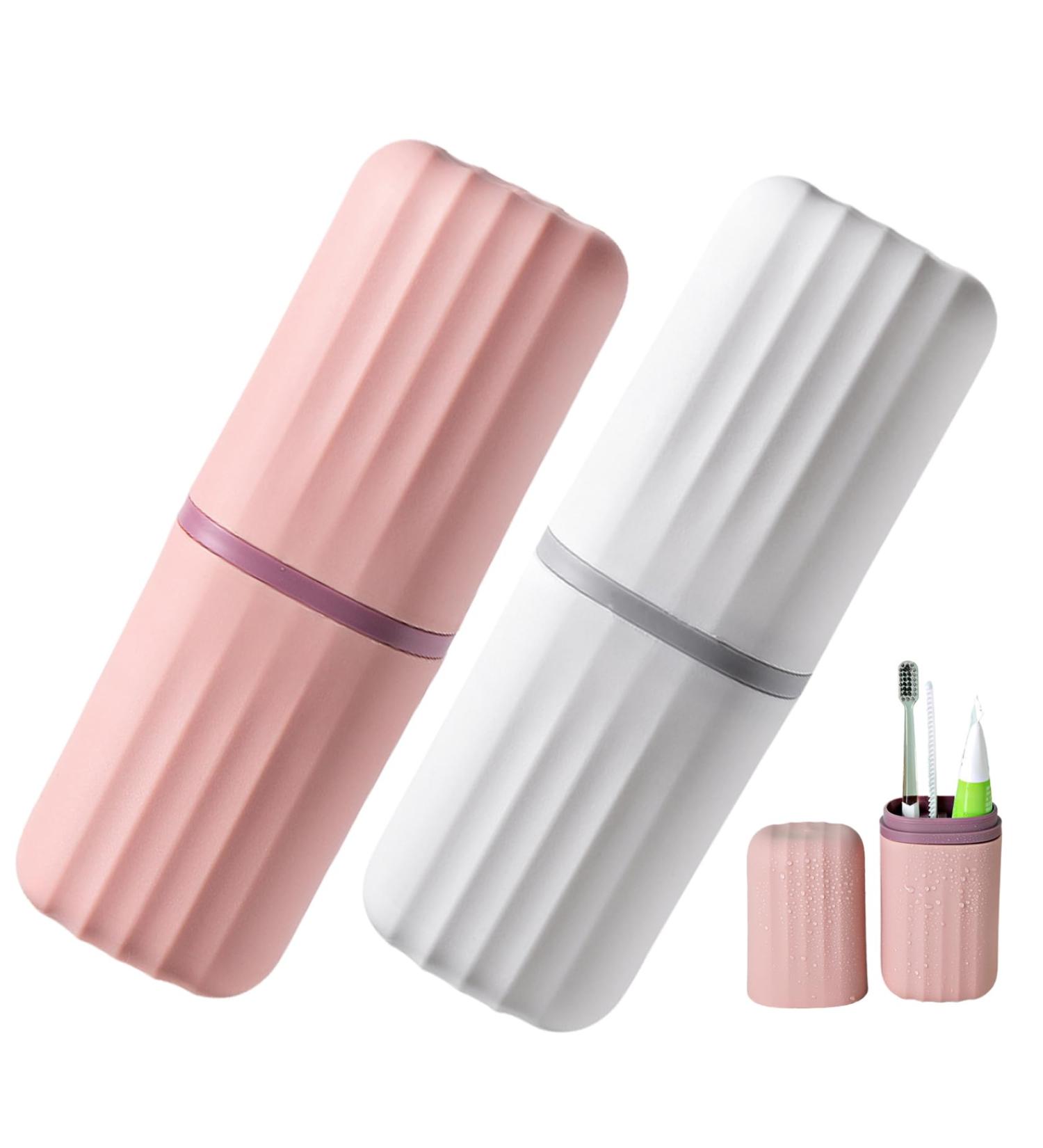 Toothbrush Travel Case 2 Pcs Split Design with Mouthwash Cup | Portable Toothbrush Holder & Organizer - Buy Online on GoSupps.com