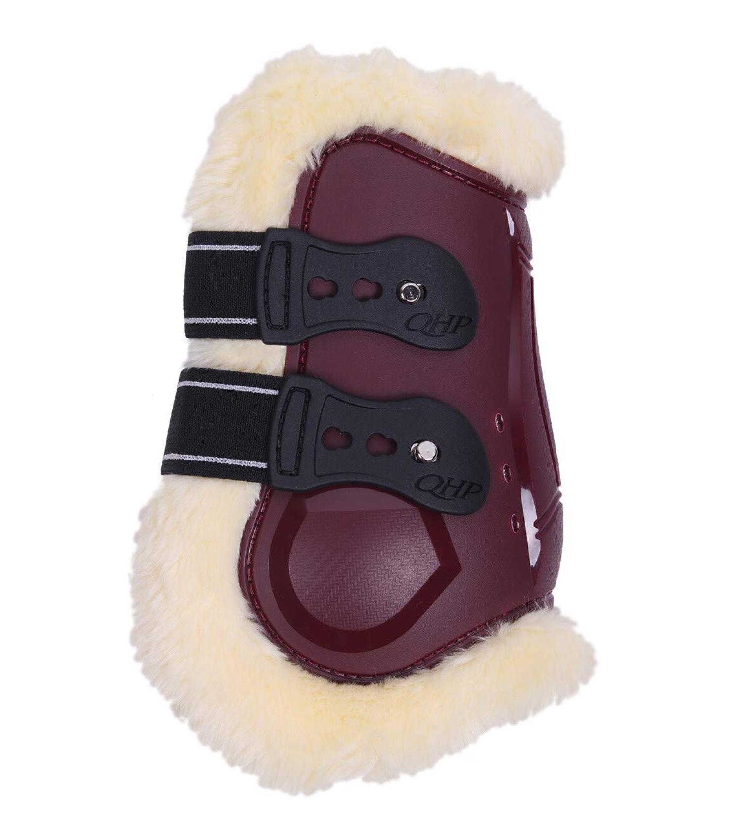 QHP fetlock boots Ontario with faux fur lining and quick fasteners (pony Bordeaux red) Pony Bordeaux red