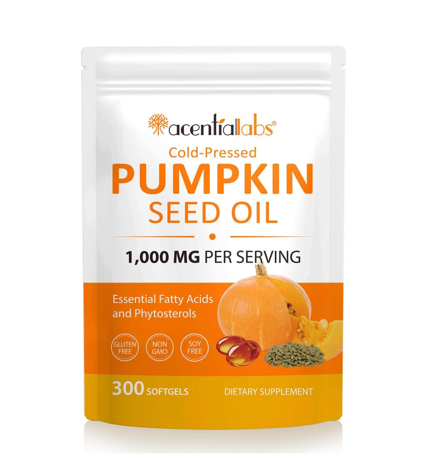 Pumpkin Seed Oil with Saw Palmetto Capsules Supplement for Women Men | Supports Hair Urinary Bladder & Prostate Health 300 Softgels (1) - Buy Online on GoSupps.com