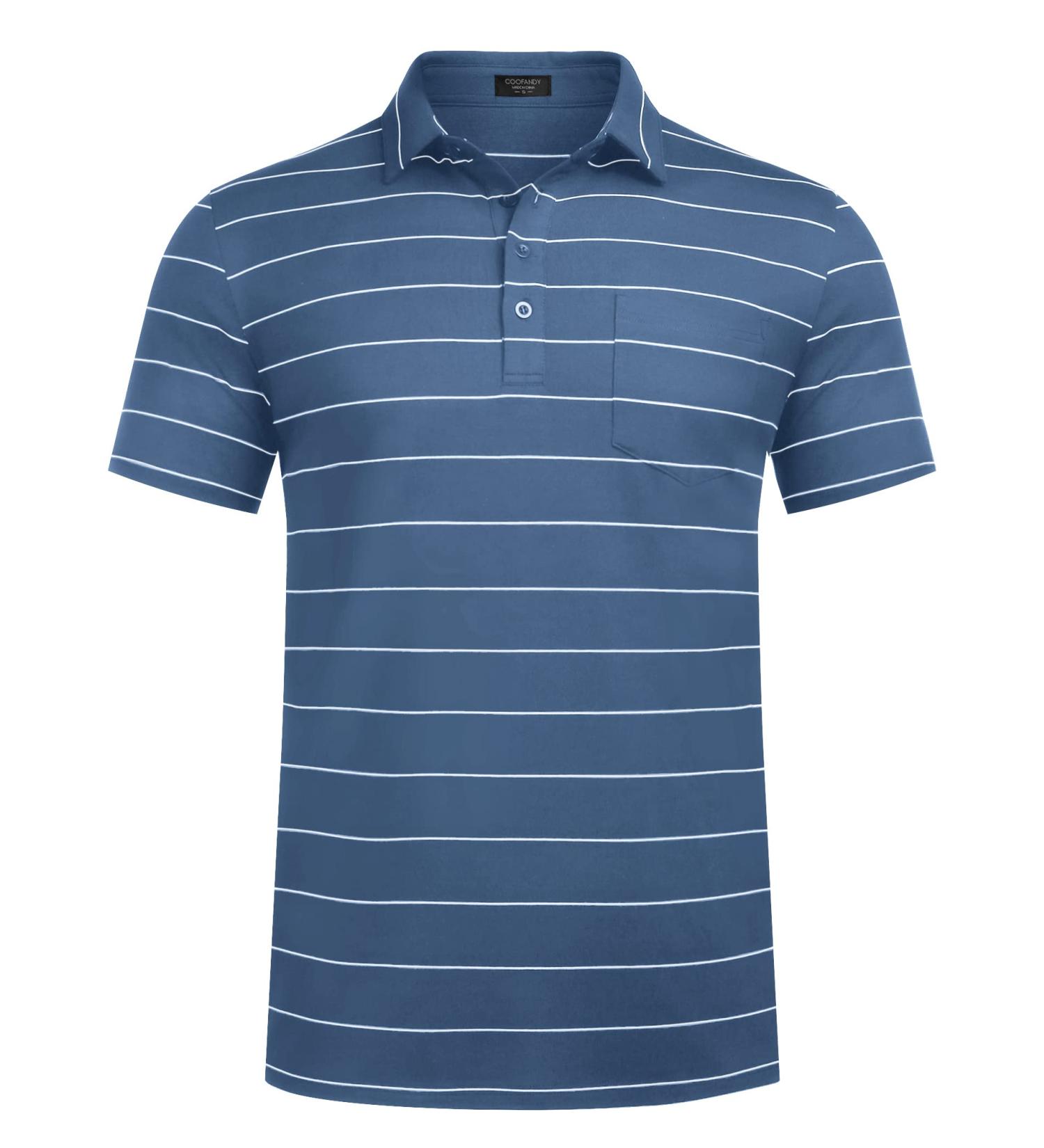 COOFANDY Men's Striped Golf Polo Shirt - Royal Blue Large - Buy Online on GoSupps.com