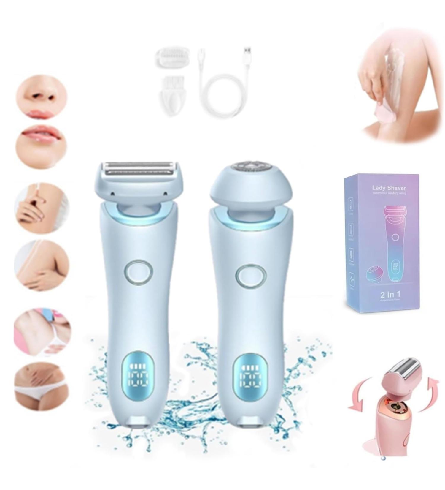 Duskofficial Razor Dusk Official Shaver Dusk Official Electric Razor 2 in 1 Electric Shaver for Women Shaver Waterproof Wet-Dry Shaver for Legs Arm Underarm Bikini(Blue) - Buy Online on GoSupps.com