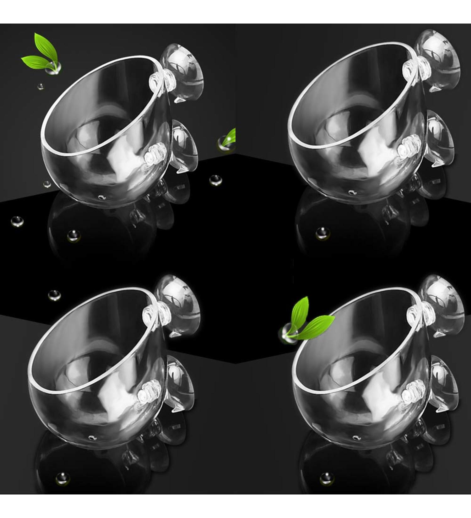 Capetsma Crystal Glass Water Plant Pot for Aquariums - 4 Pack with Suction Cups | Perfect for Red Shrimp & Living Plants | Elegant Aquarium Decoration - Buy Online on GoSupps.com