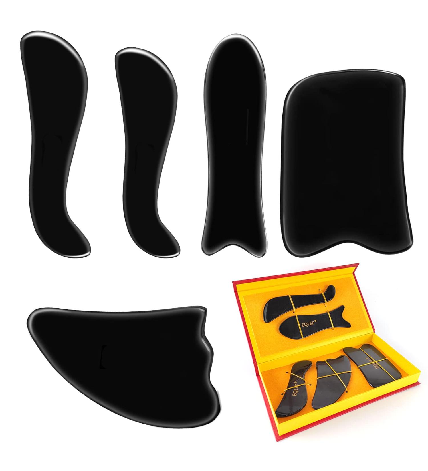 Buffalo Horn Gua Sha Board Massage Tool Set - 5 Piece Gua Sha Kit for Natural Skincare & Wellness | International Shipping Available - Buy Online on GoSupps.com